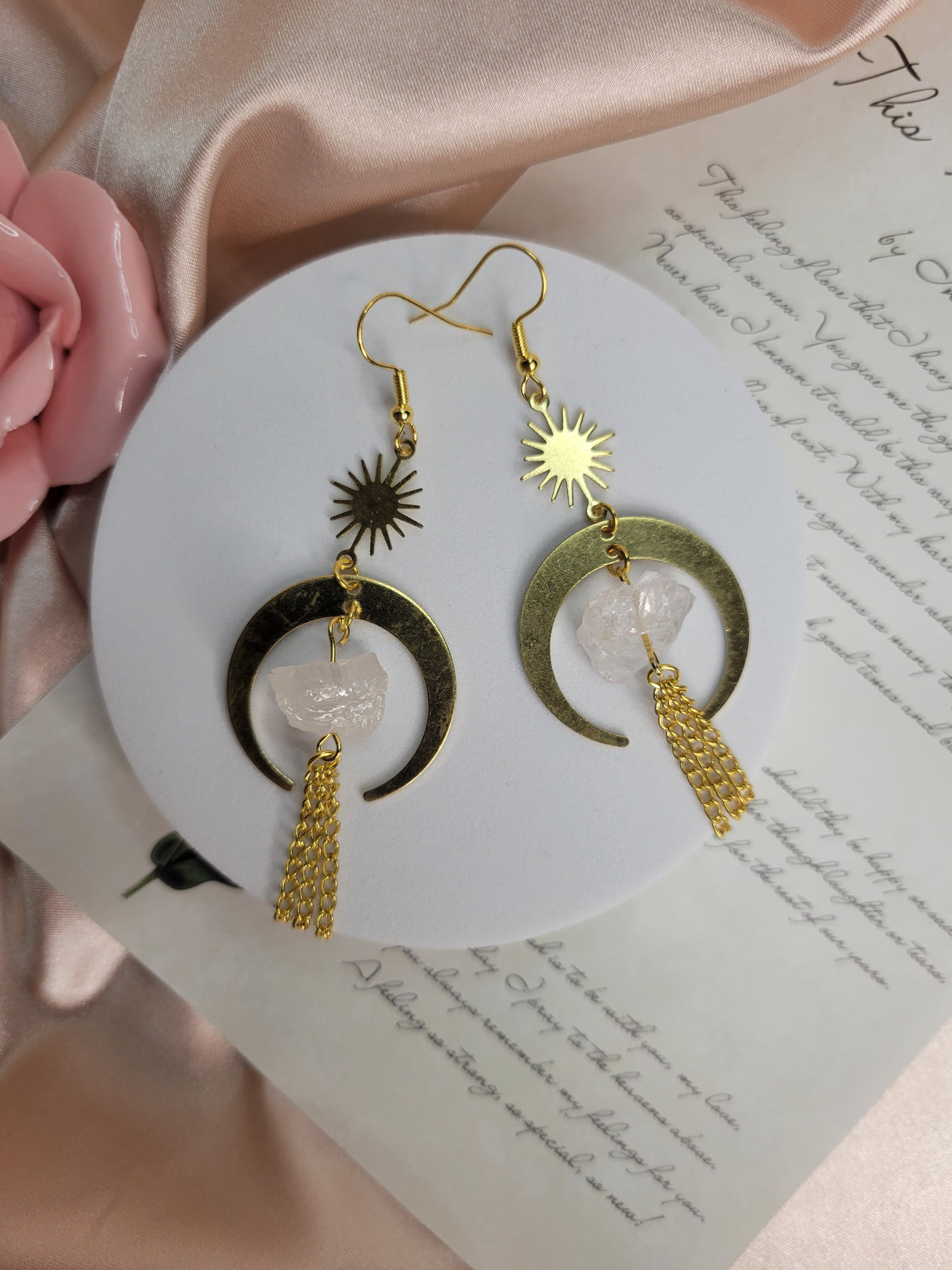 Crystal Crescent Moon Earring