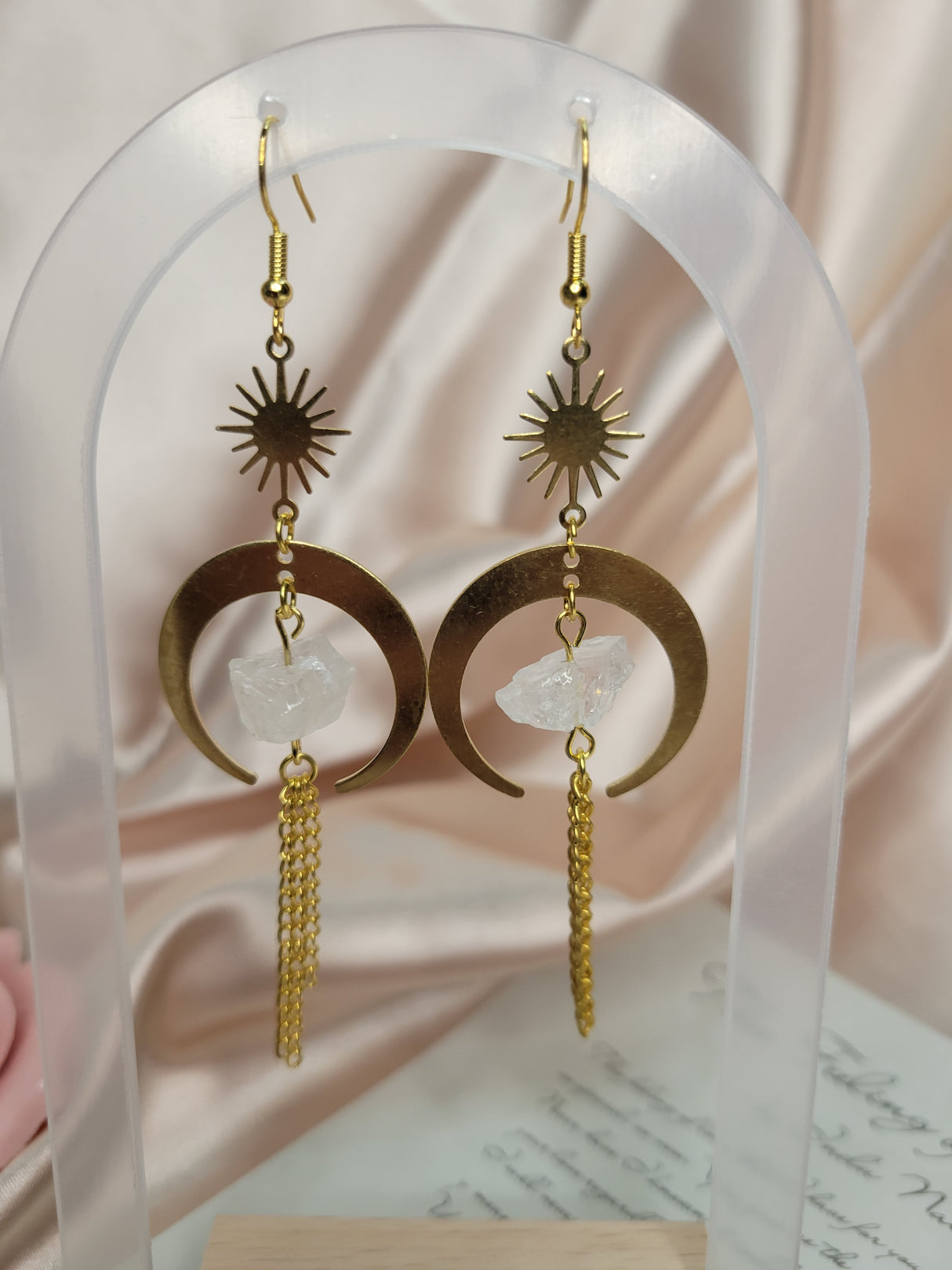 Crystal Crescent Moon Earring