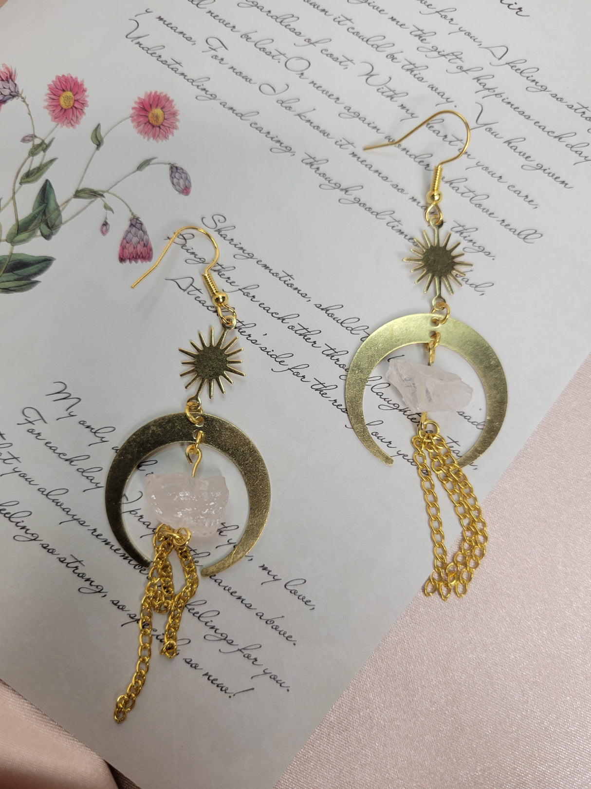 Crystal Crescent Moon Earring