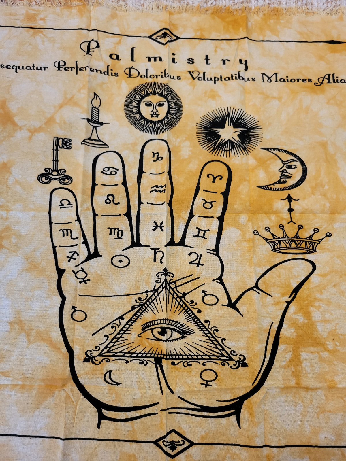 Altar Tarot Cloth: Handmade Palmistry Witch Cloth (24x24)