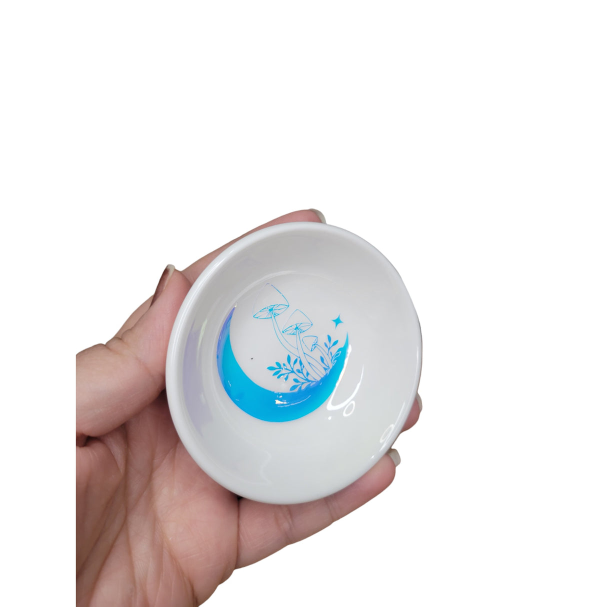 Moon Mushroom Handmade trinket dish , small dish , candle holder, Jewelry holder, Crystals Holders