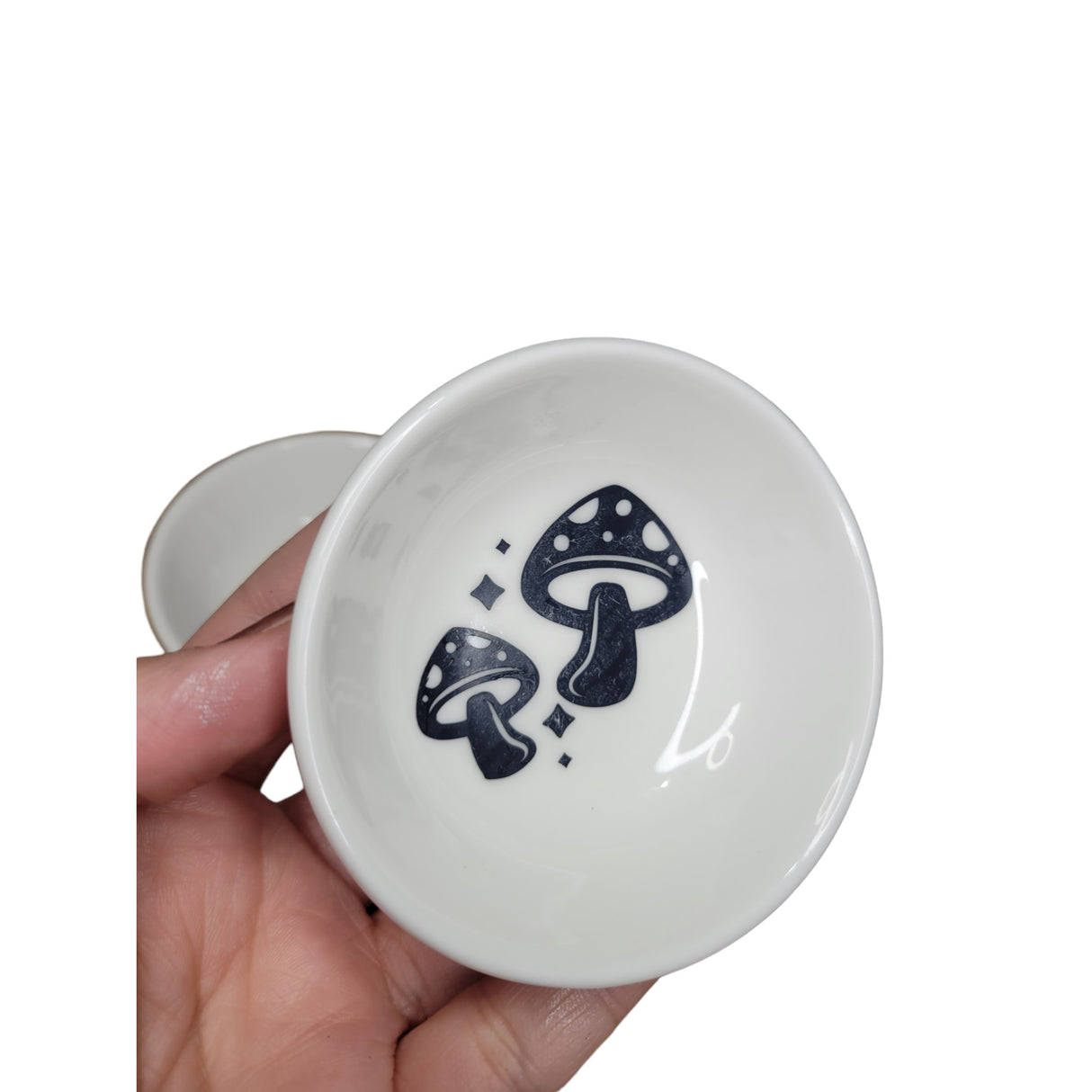 Handmade Moon Mushroom Trinket Dish: Ceramic Jewelry Holder