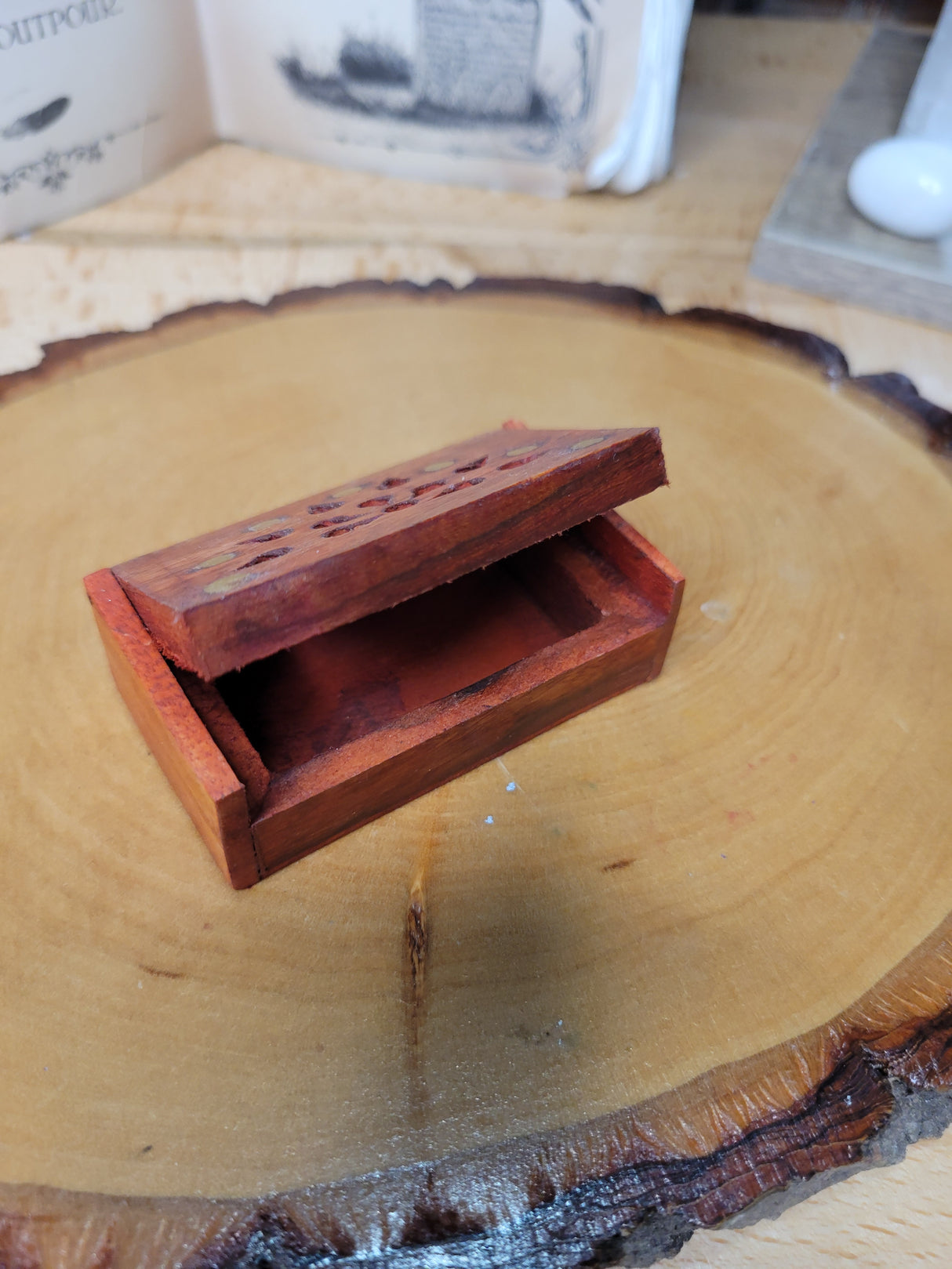 Tiny Wood Storage Box: Altar Decor (2x1 inches)