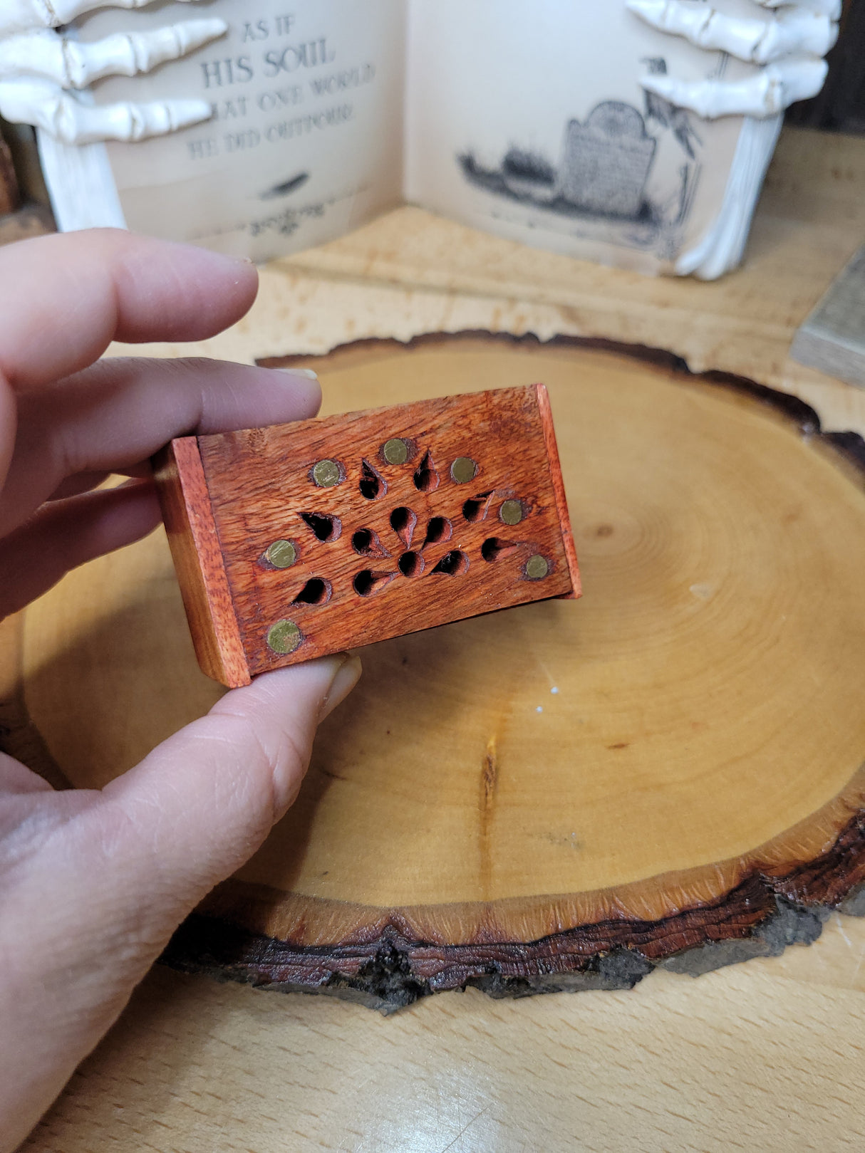 Tiny Wood Storage Box: Altar Decor (2x1 inches)