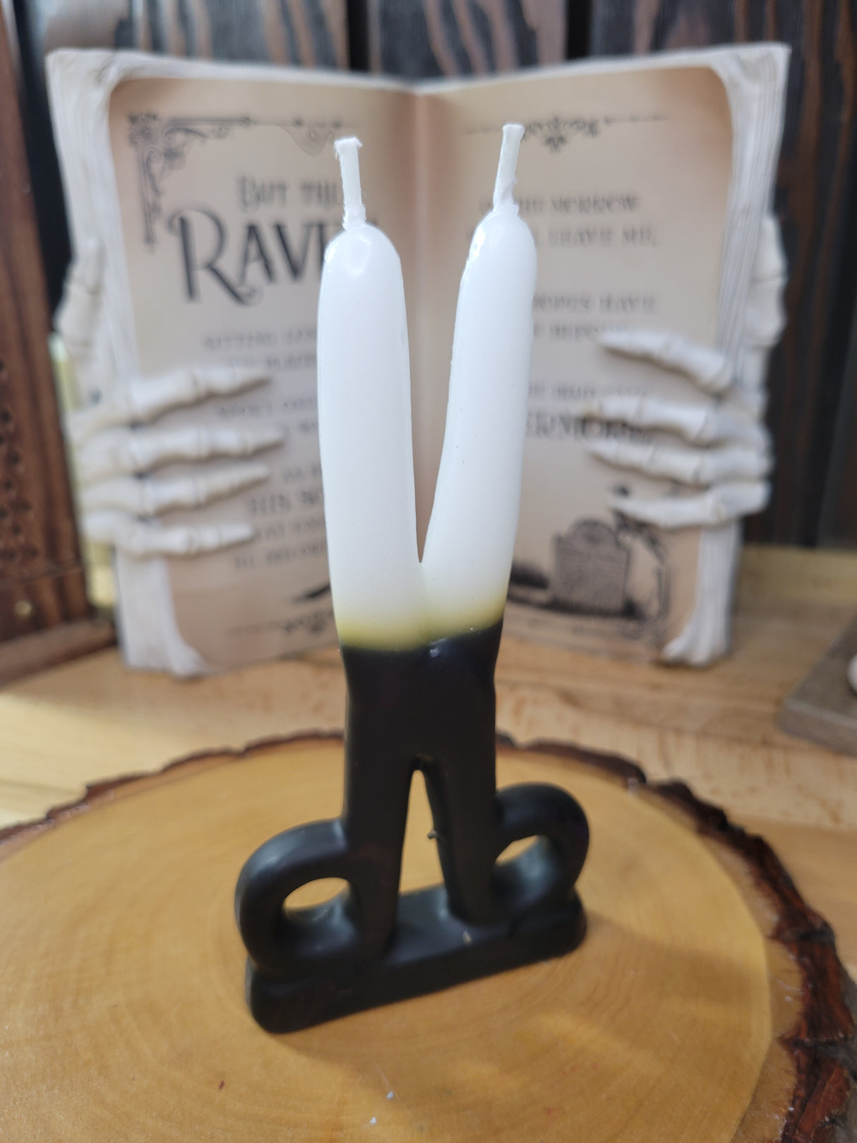White & Black Scissors shape candle- Cord cutting