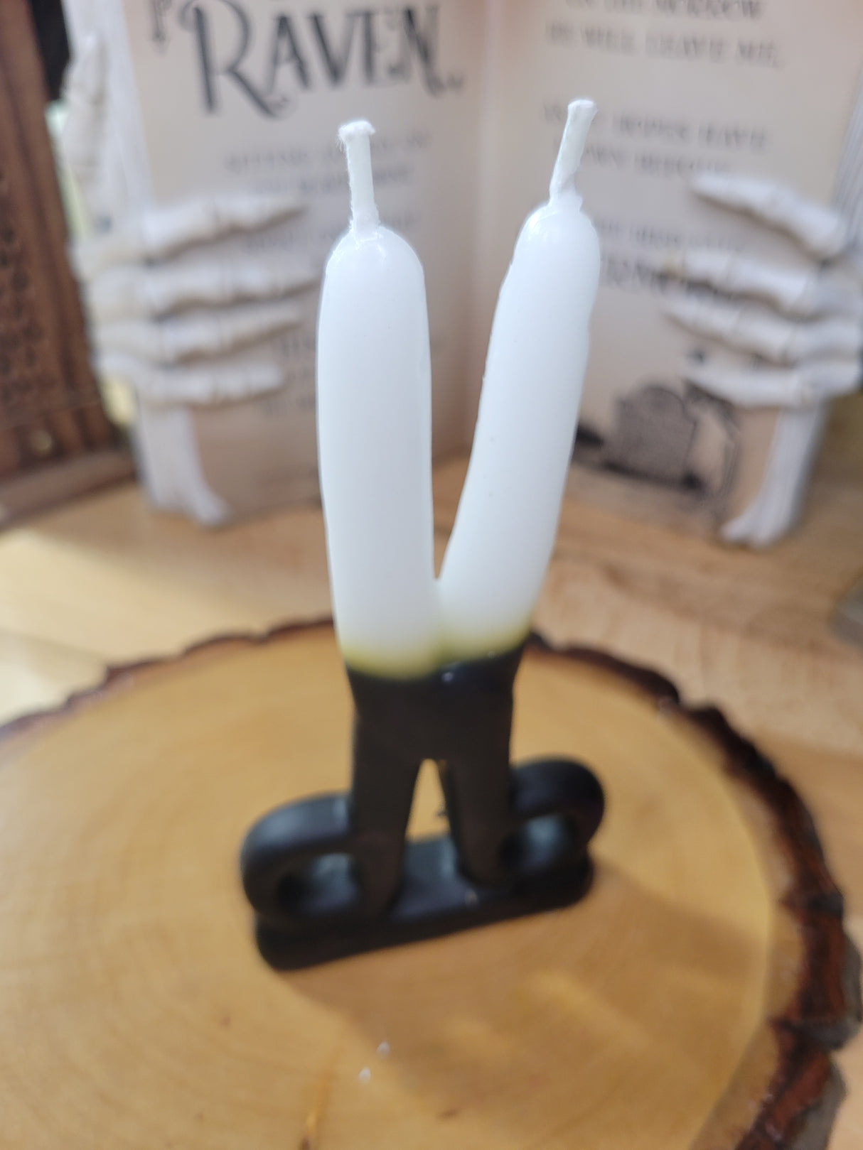 White & Black Scissors shape candle- Cord cutting