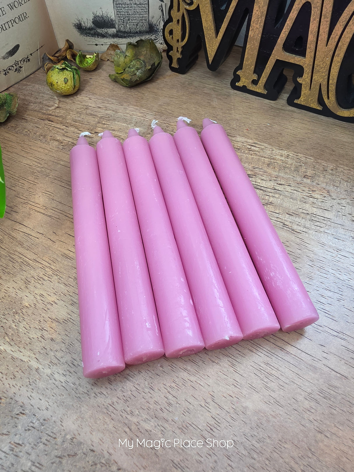 Pink 6 Inch Taper Candles | Unscented Paraffin Candles | Set of 6