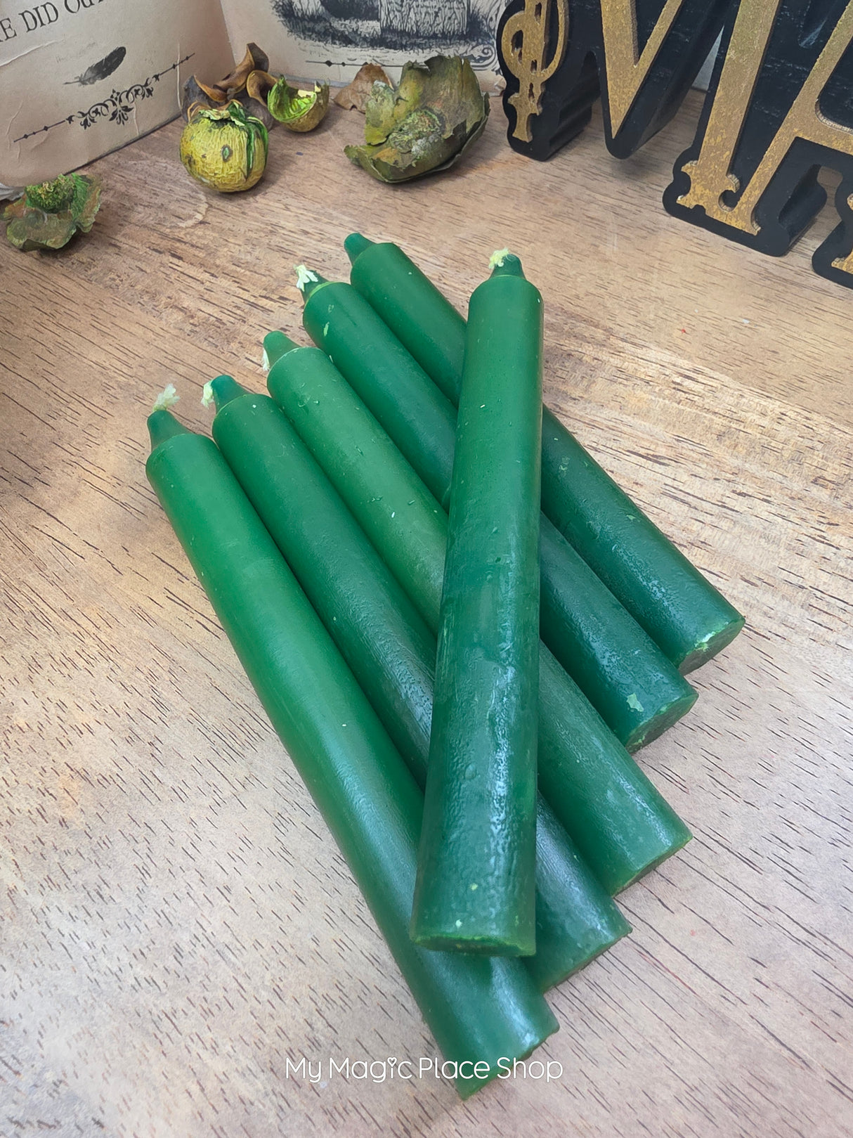 Green 6 Inch Taper Candles | Unscented Paraffin Candles | Set of 6