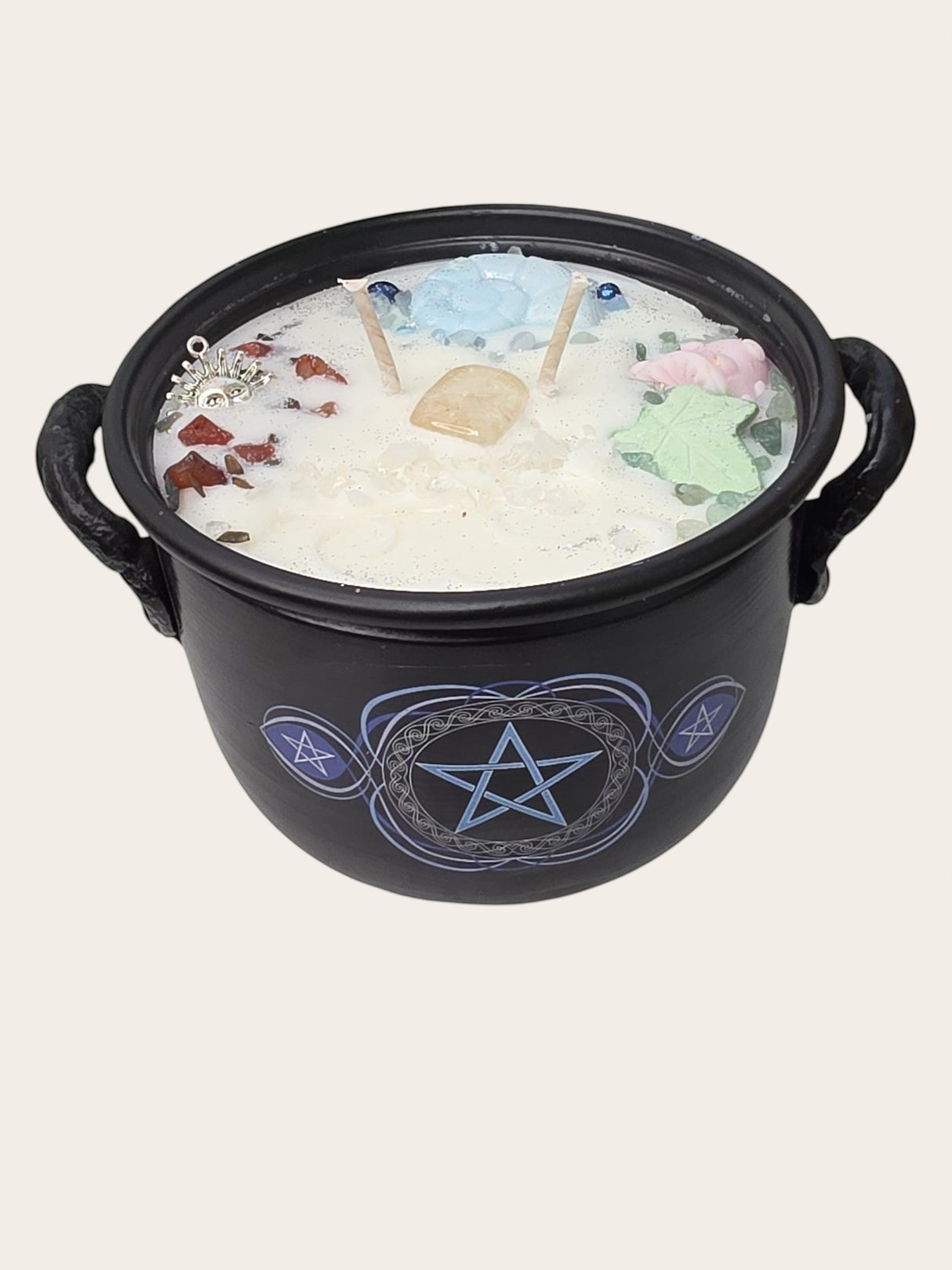 Five Elements Cauldron Candle | Handmade Soy Wax | Earth Air Fire Water Spirit |Pagan Altar