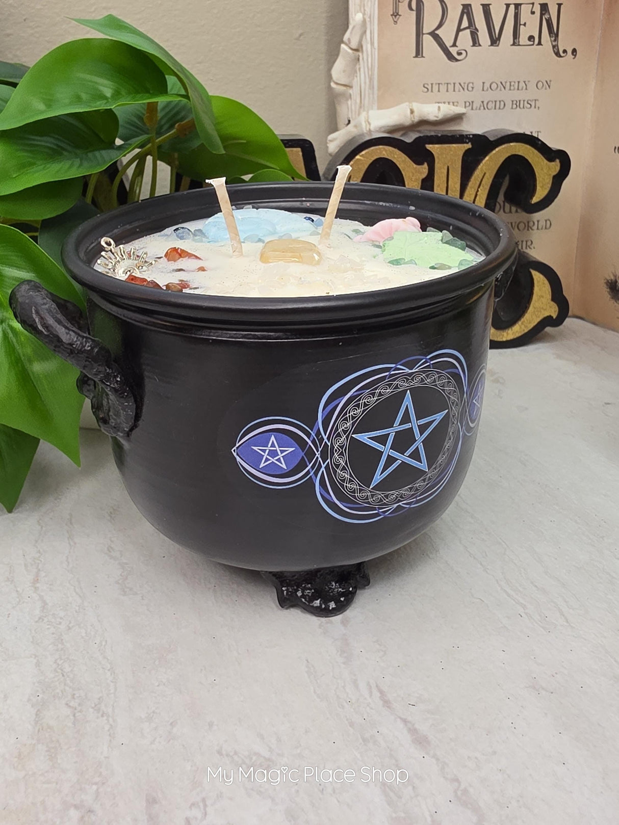 Five Elements Cauldron Candle | Handmade Soy Wax | Earth Air Fire Water Spirit |Pagan Altar