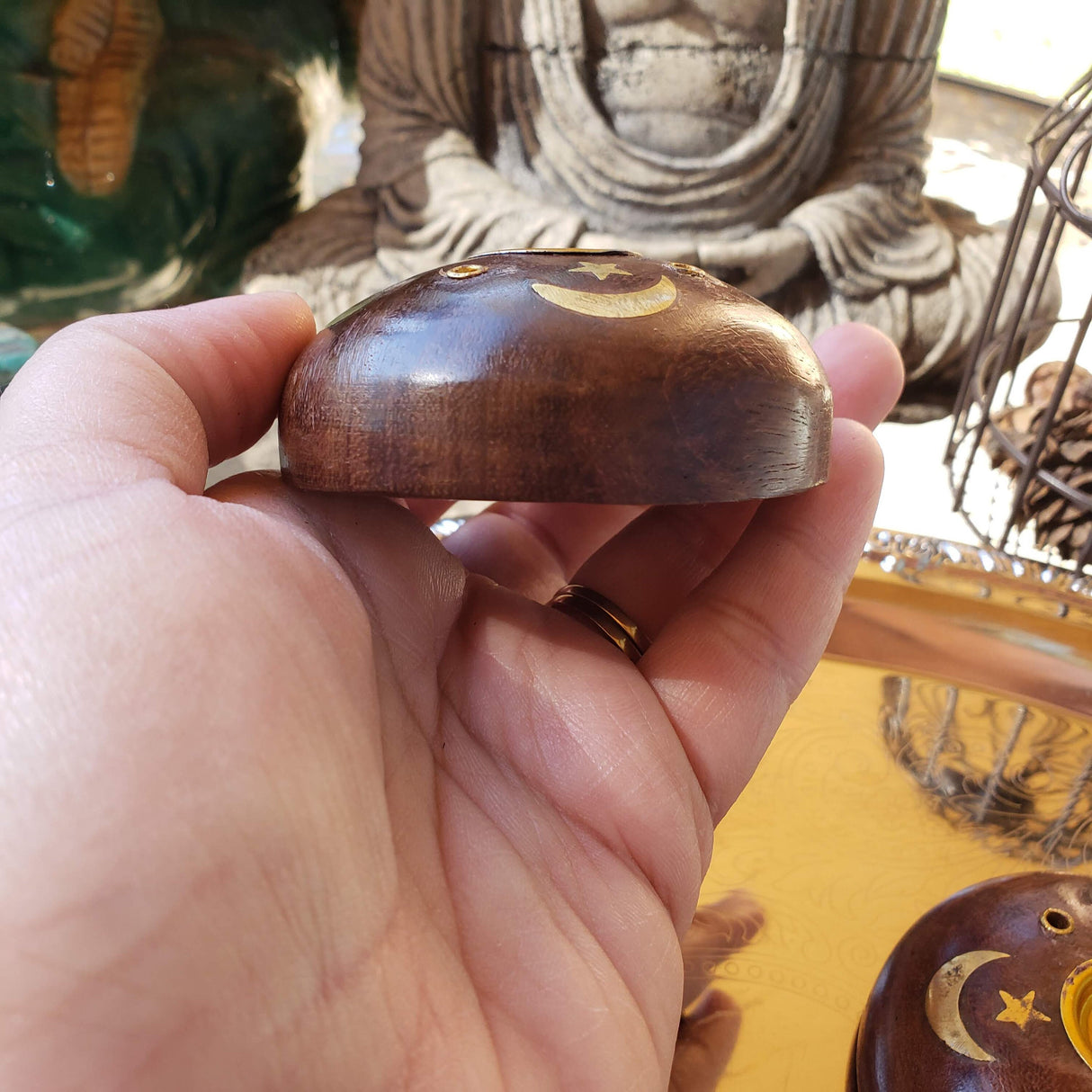 Wood Stick/Cone Burner Celestial/Handmade Incense Holder