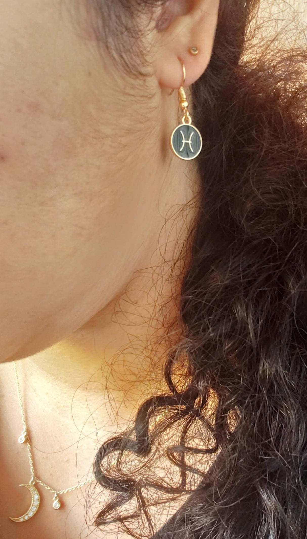 Zodiac Sign Earrings: Double-Sided Astrology Charm, Birthday Gift