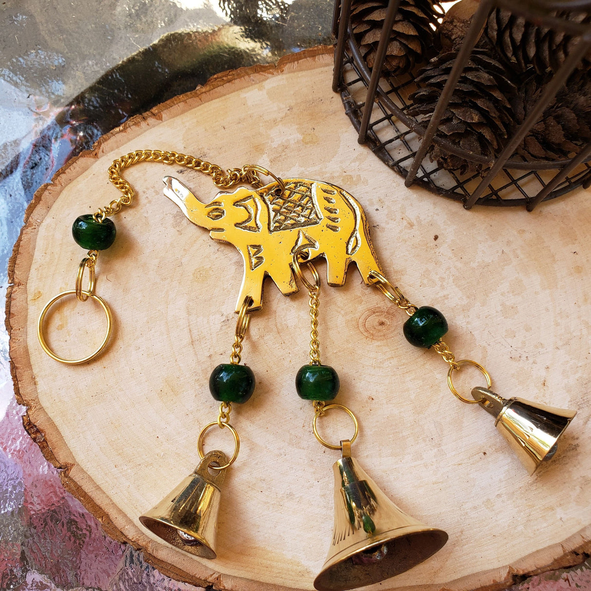 Brass Wind Chime with bells Elephant
