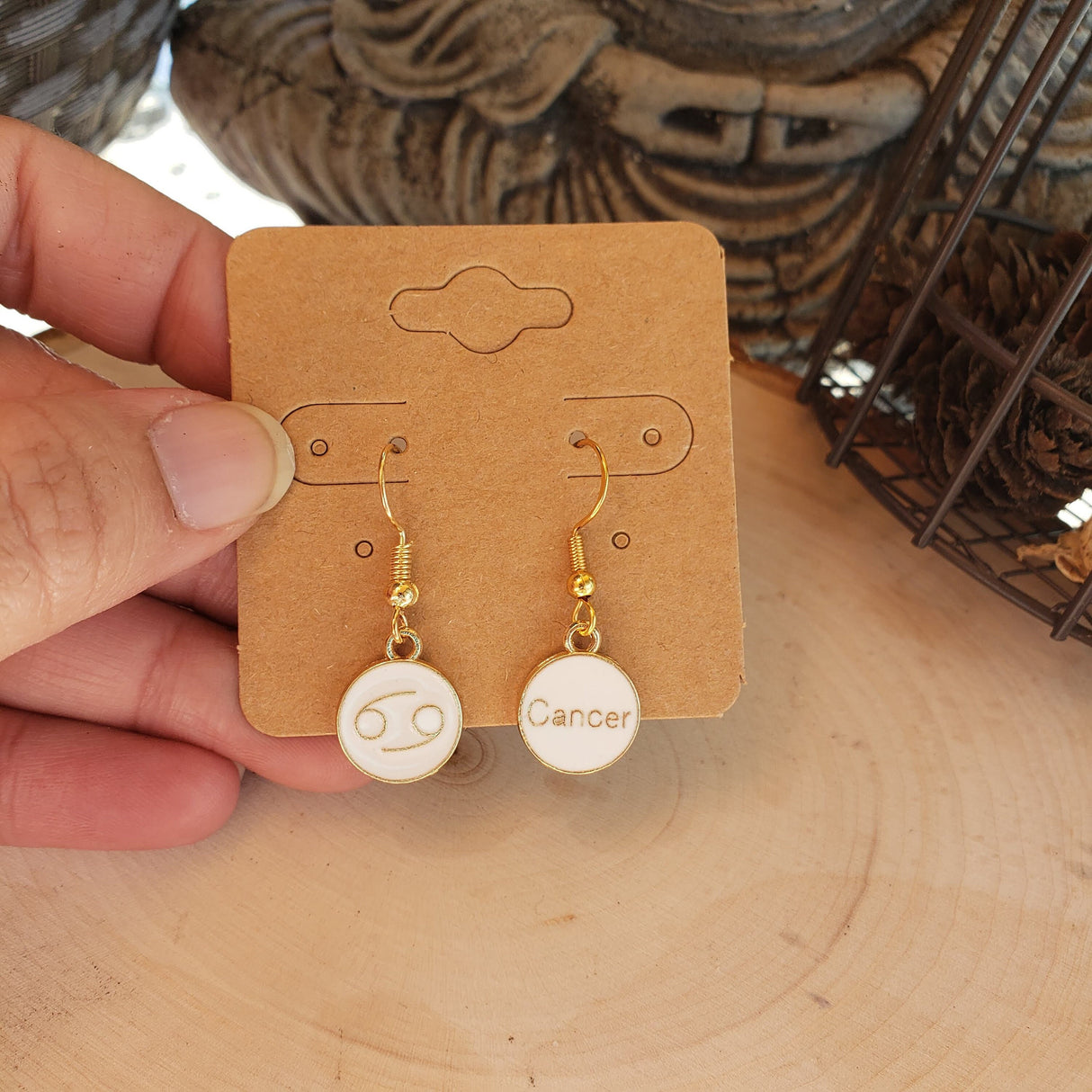 Zodiac Sign Earrings: Double-Sided Astrology Charm, Birthday Gift