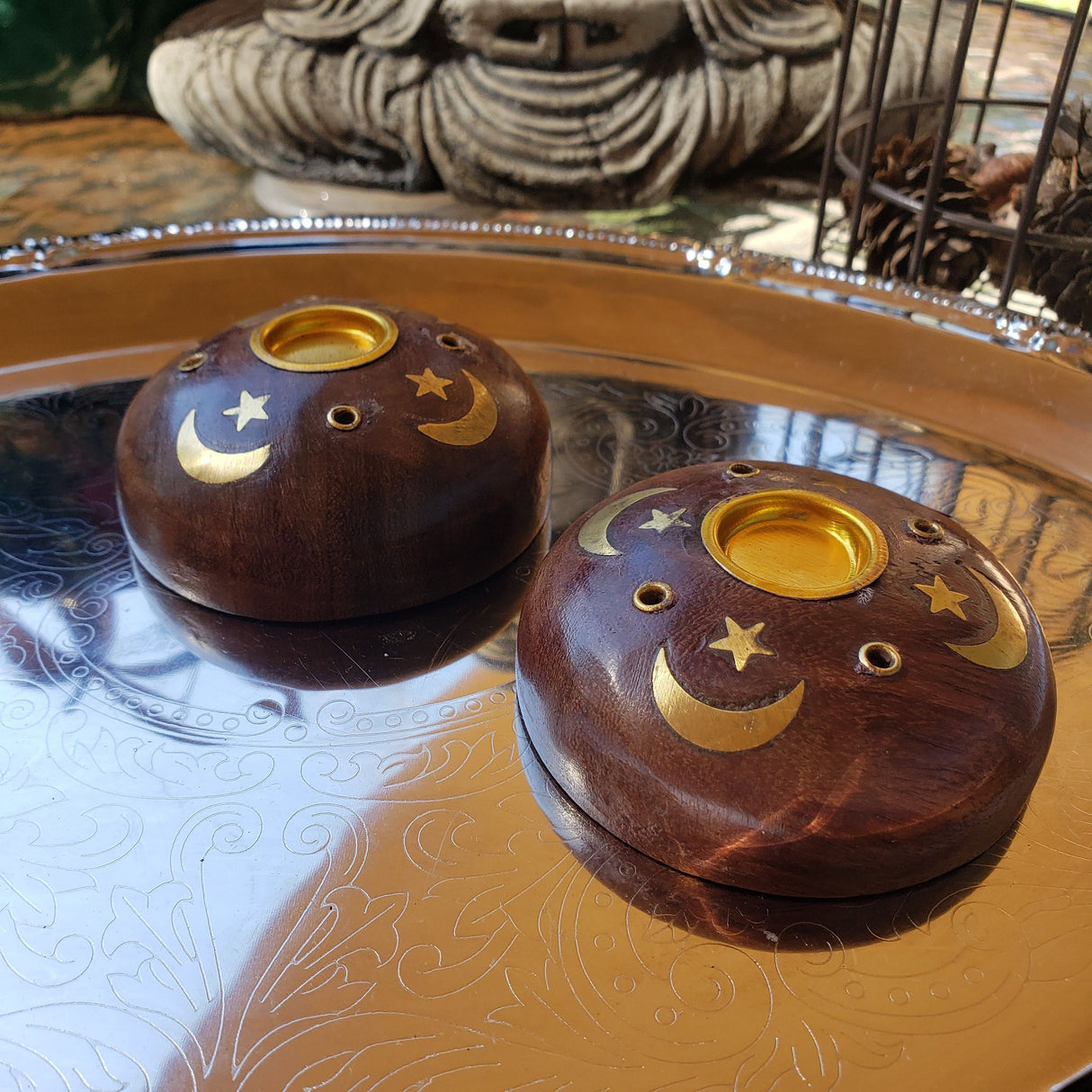 Wood Stick/Cone Burner Celestial/Handmade Incense Holder