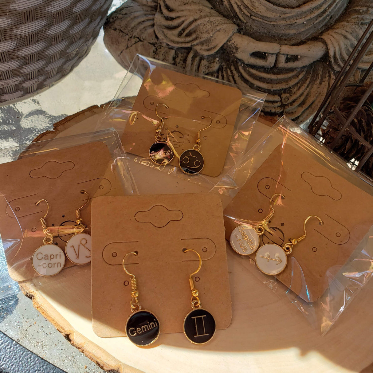 Zodiac Sign Earrings: Double-Sided Astrology Charm, Birthday Gift