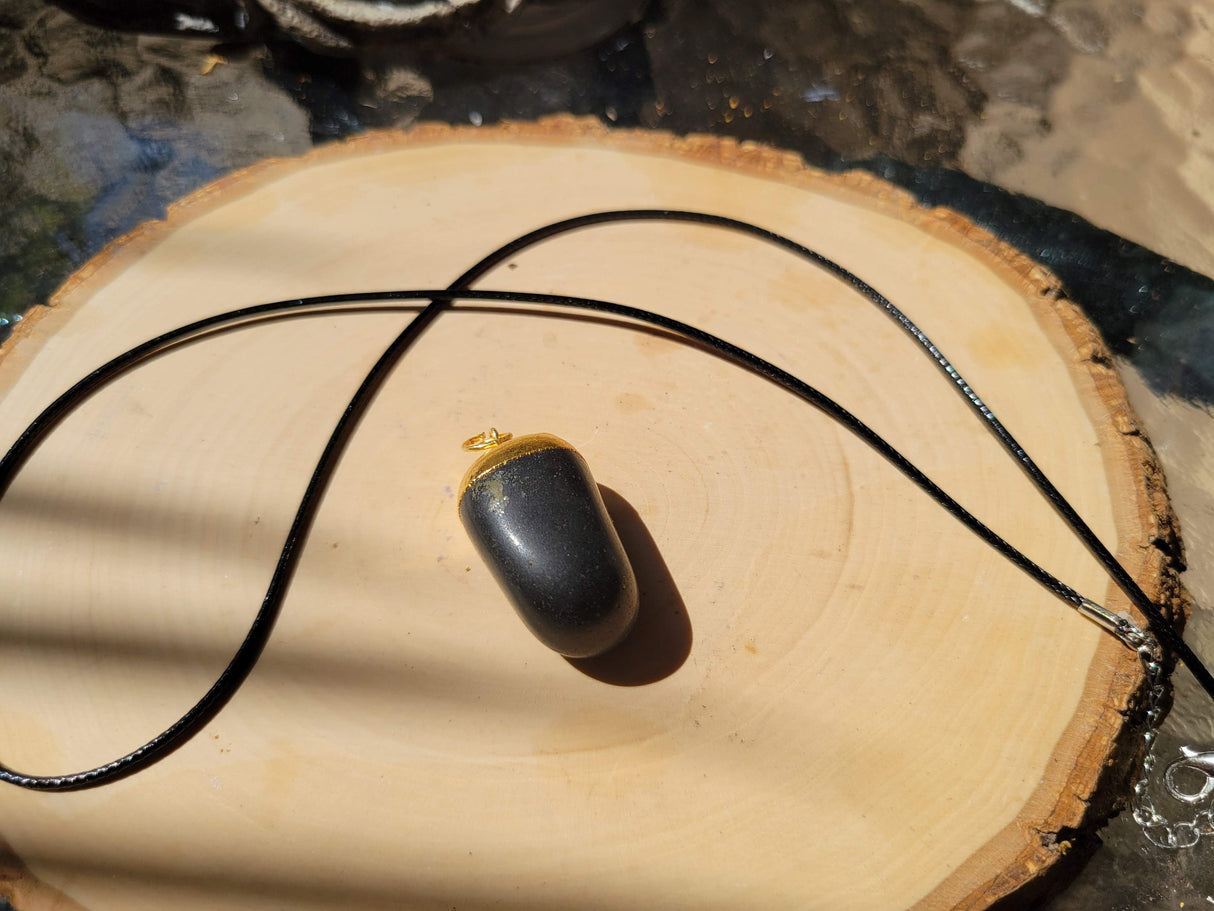 Handmade Black Tourmaline & Amethyst Crystal Pendant Necklace