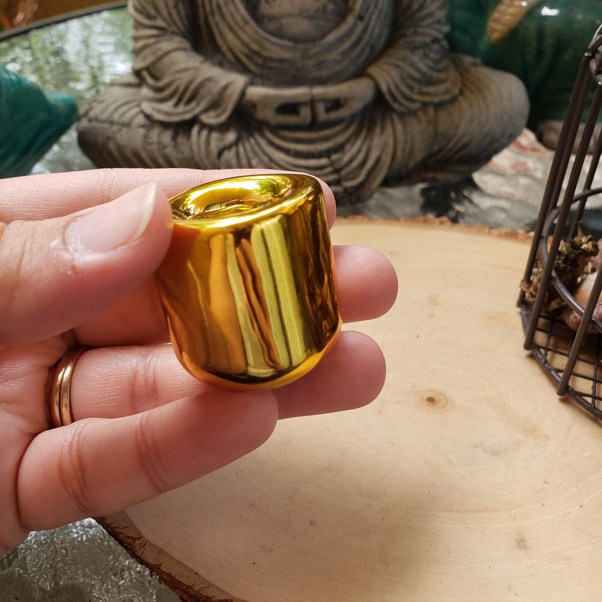 Handmade Ceramic Chime Candle Holder - Gold & Silver