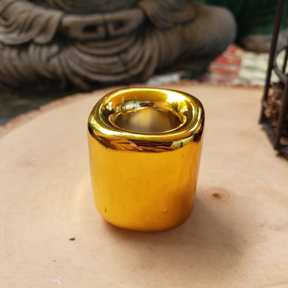 Handmade Ceramic Chime Candle Holder - Gold & Silver