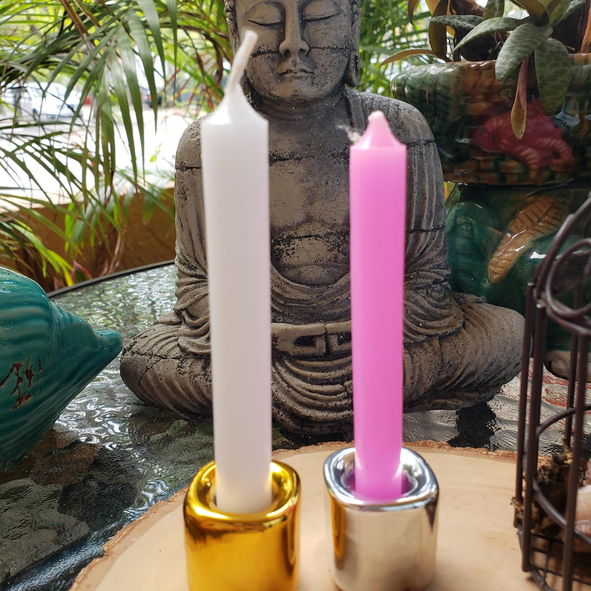 Handmade Ceramic Chime Candle Holder - Gold & Silver