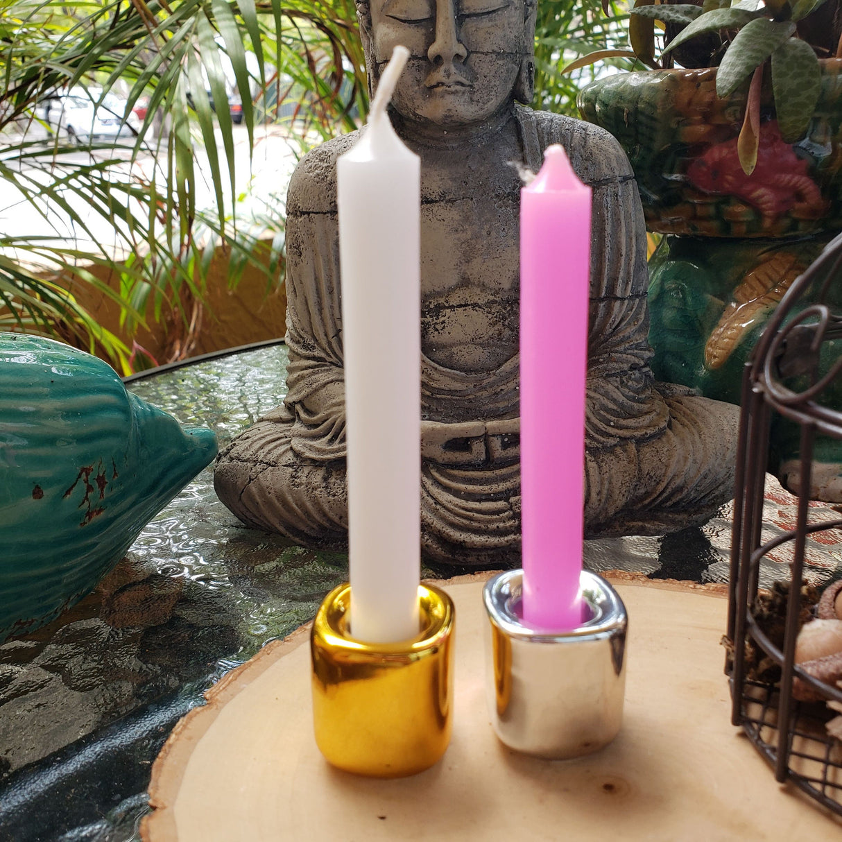 Handmade Ceramic Chime Candle Holder - Gold & Silver