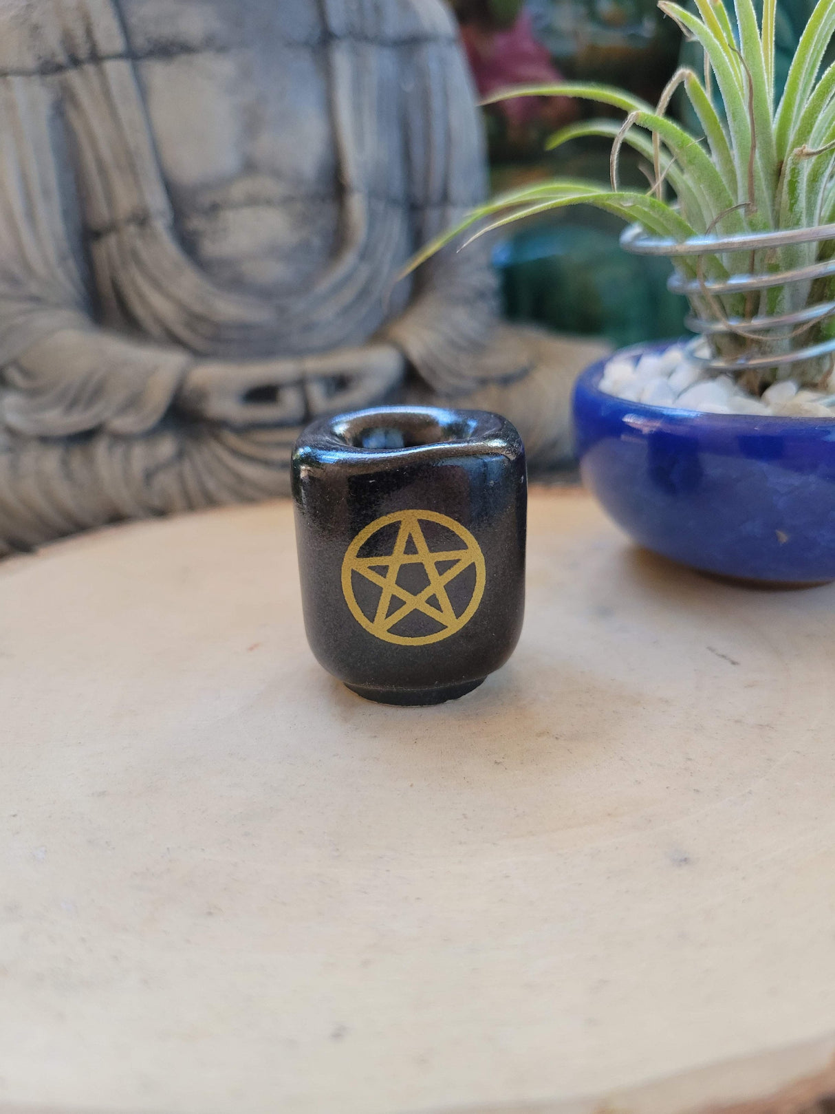 Ceramic Pentacle Chime Candle Holder: Altar Decoration