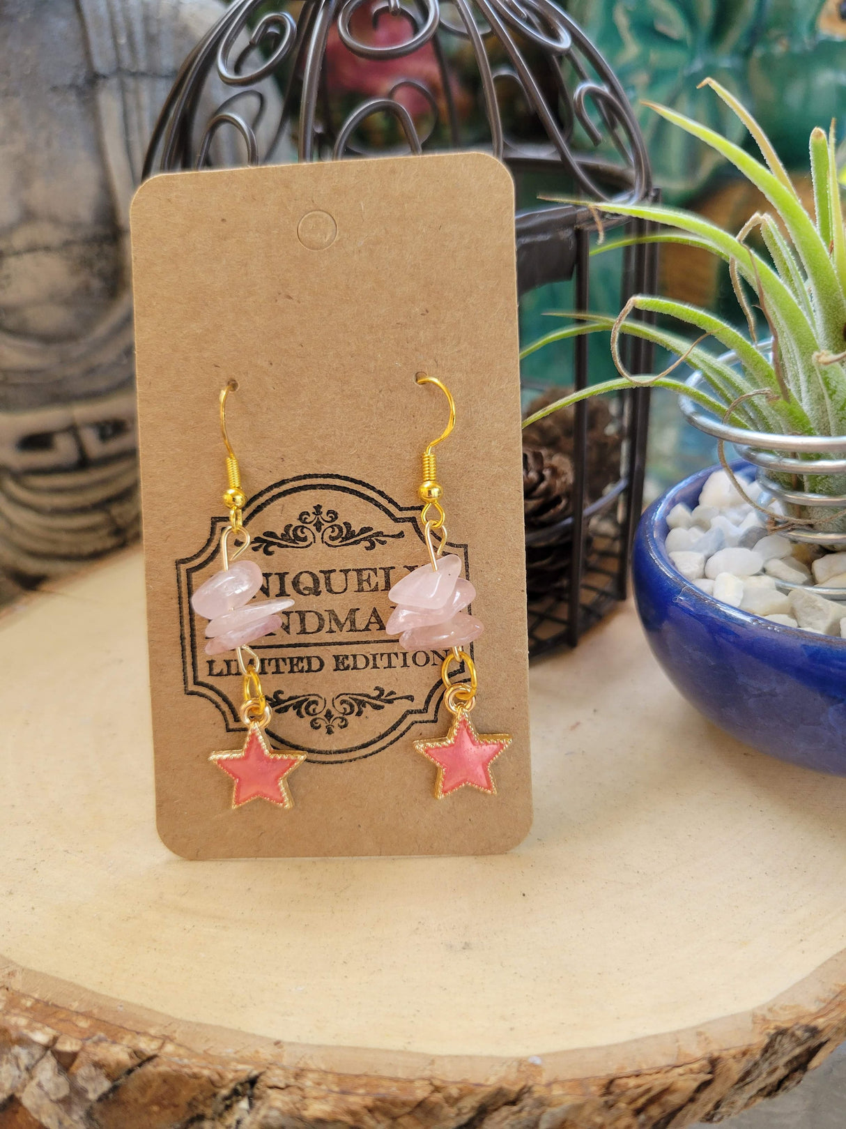 Crystal Drop Earrings: Stacked Stone Charm, Witch Jewelry