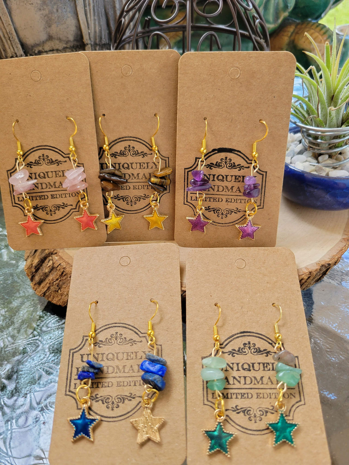 Crystal Drop Earrings: Stacked Stone Charm, Witch Jewelry