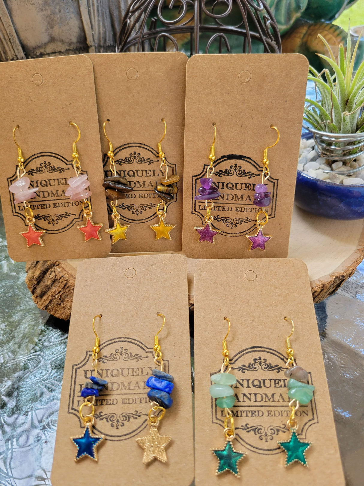 Crystal Drop Earrings: Stacked Stone Charm, Witch Jewelry