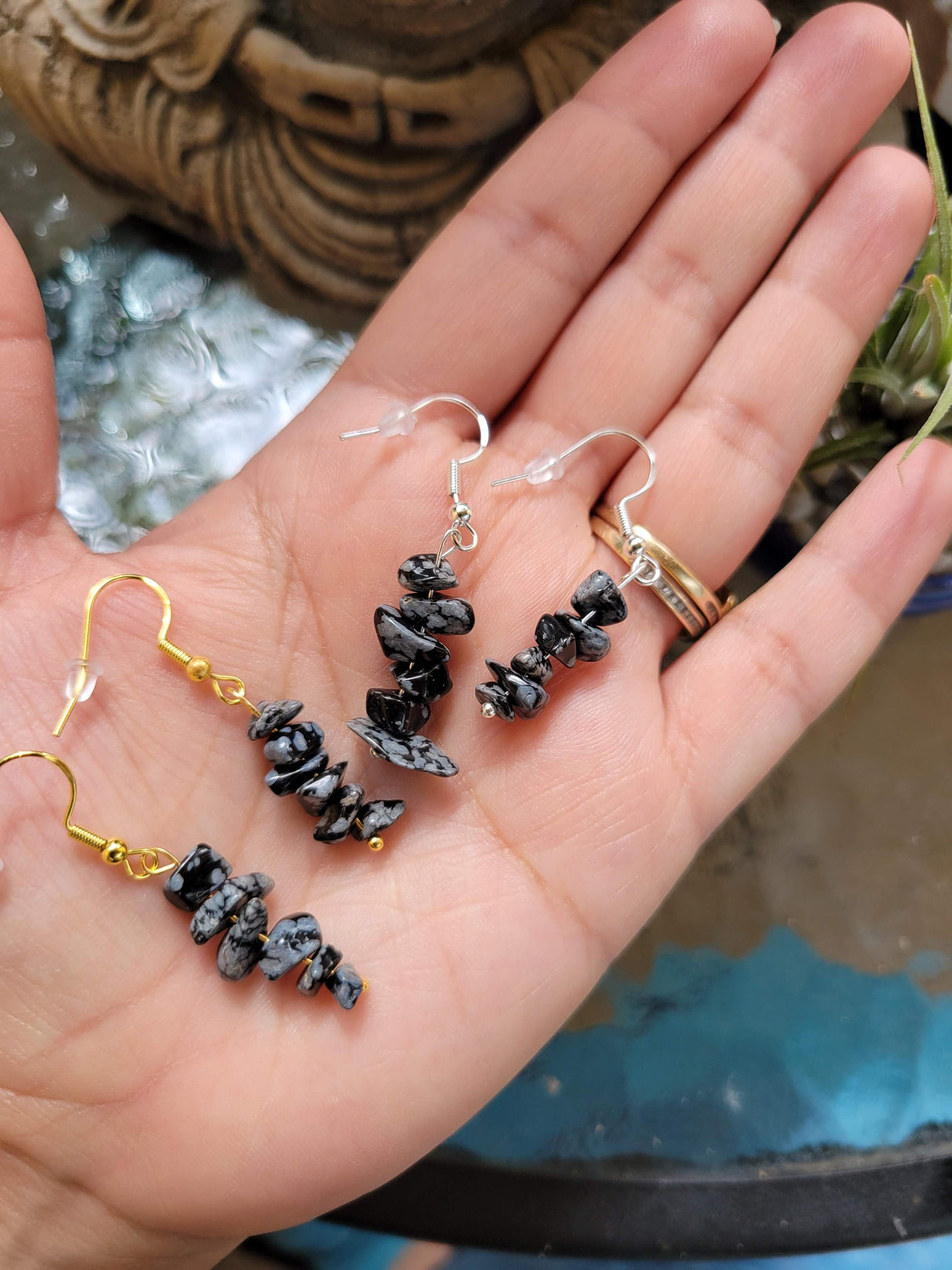 Bohemian Crystal Drop Earrings: Stacked Gemstone Dangle Jewelry