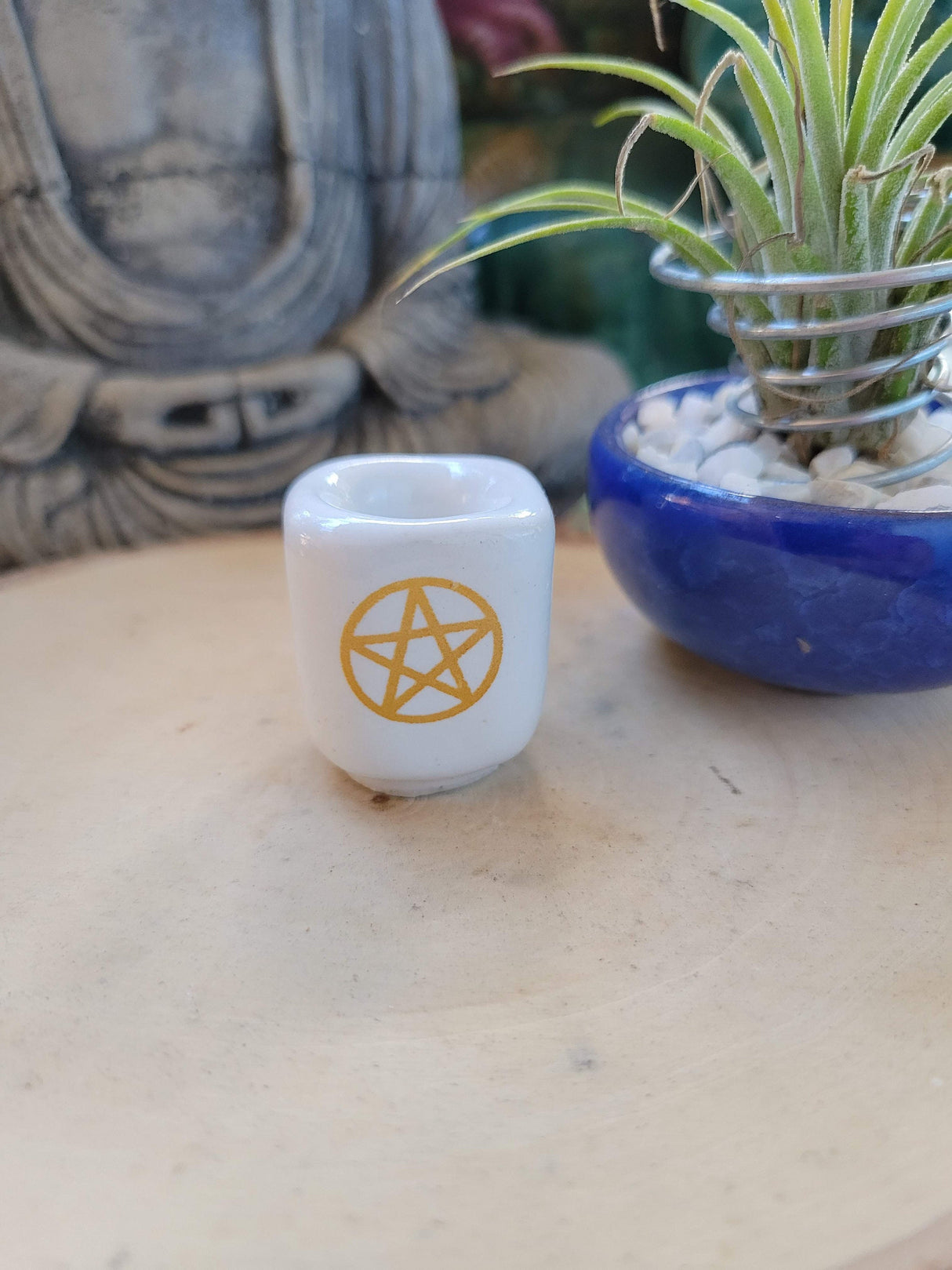 Ceramic Pentacle Chime Candle Holder: Altar Decoration