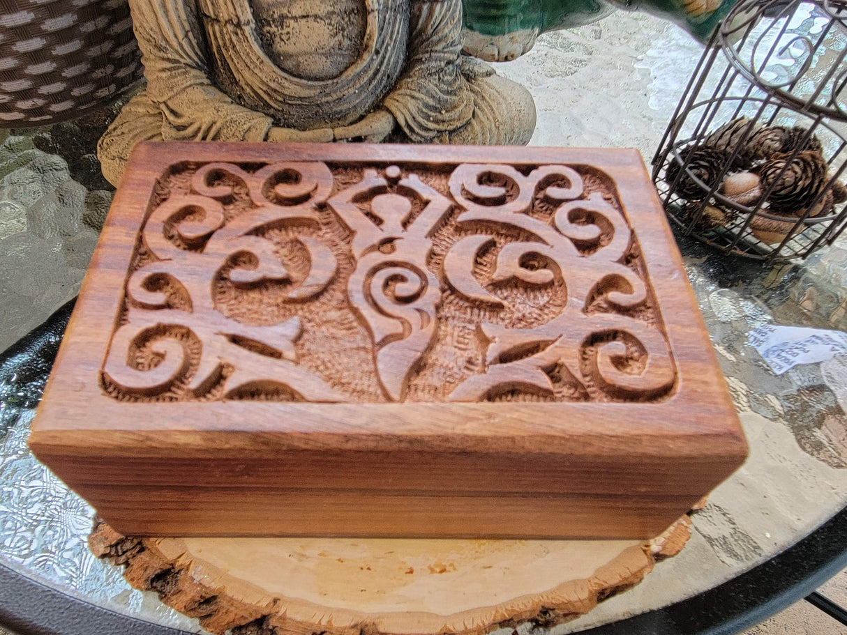 Goddess of Earth Wooden Carved 4x6" Box Crystal Storage Box Altar Decoration