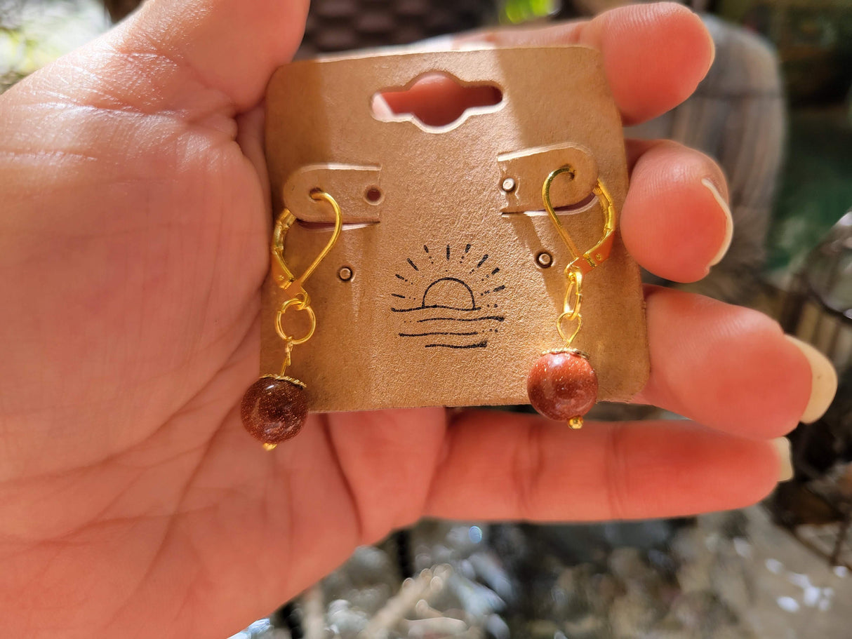 Goldstone Dangle Earrings: Hypoallergenic Nickel-Free Hooks