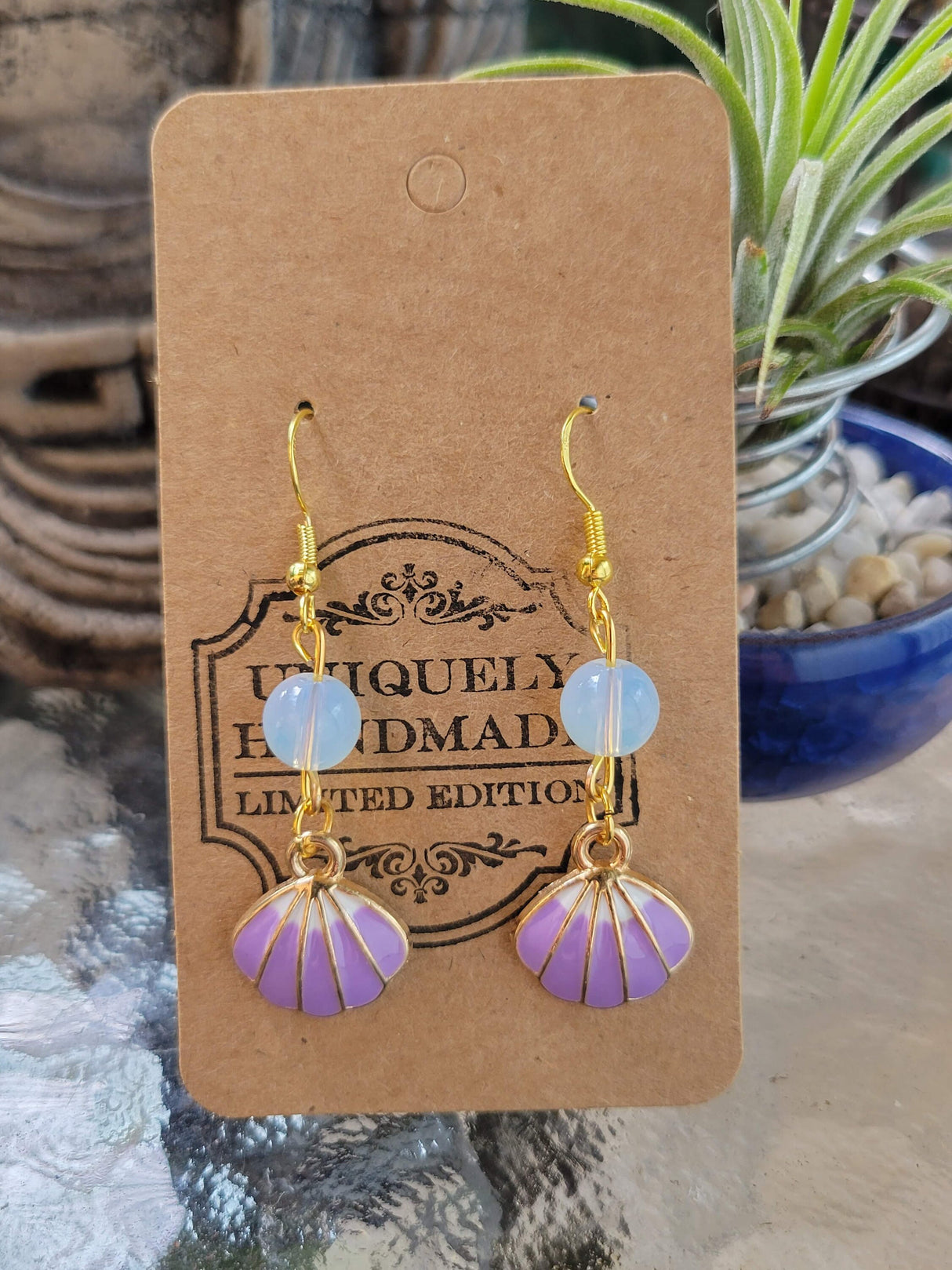 Seashell Crystal Earrings: Witch Jewelry, Aphrodite Inspired