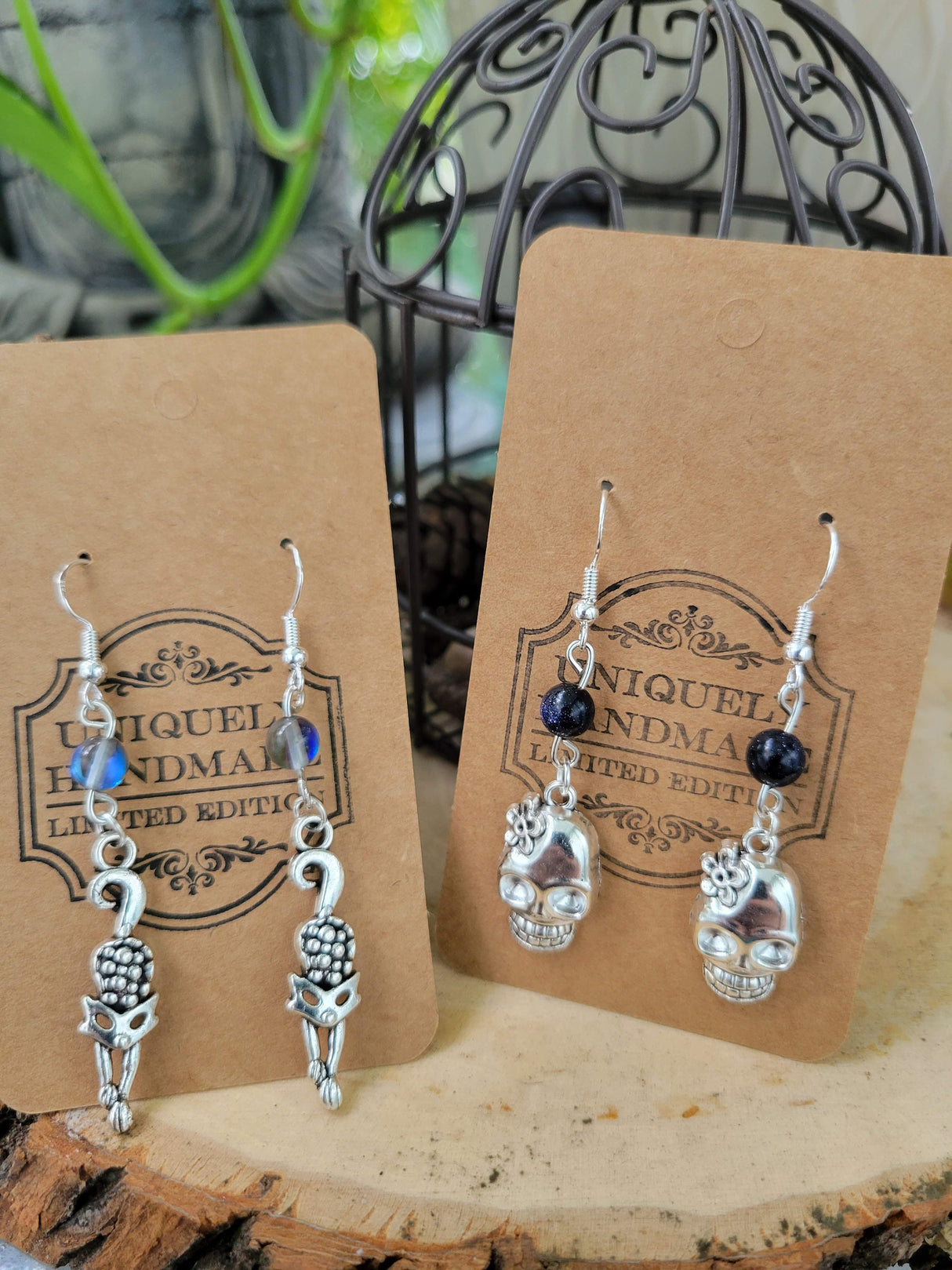 Halloween Dangle Earrings: Witch Charms, Gemstones, Hypoallergenic