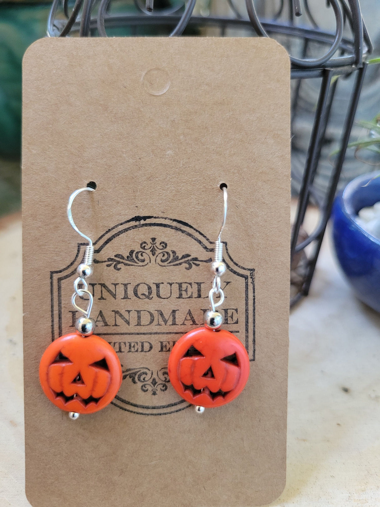 Halloween Pumpkin Earrings/ Howlite earrings