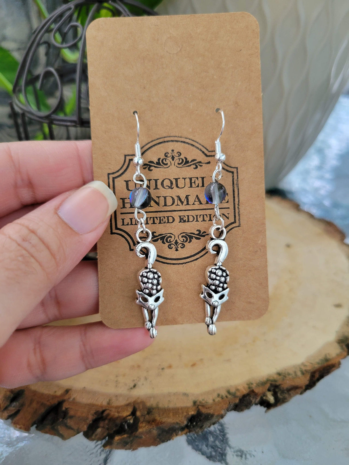 Halloween Dangle Earrings: Witch Charms, Gemstones, Hypoallergenic