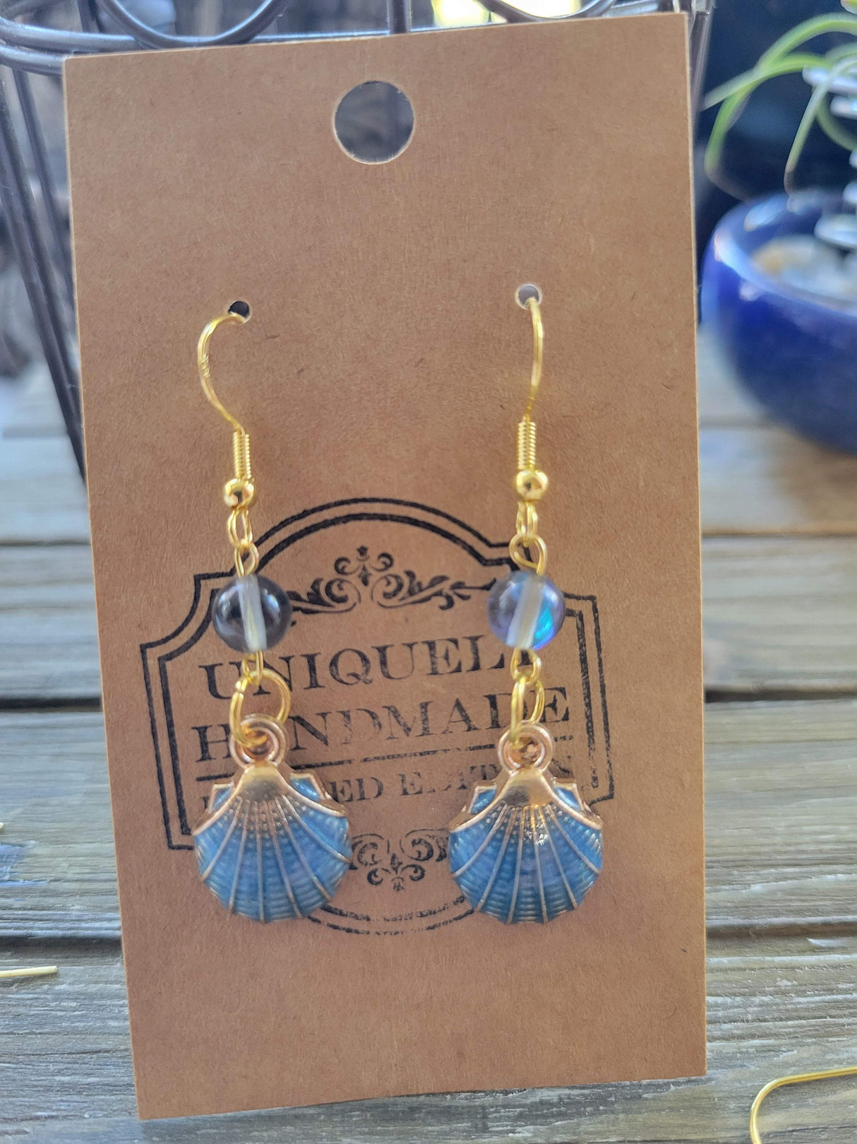 Crystal Charm Shell Earrings: Seashell Jewelry Gift