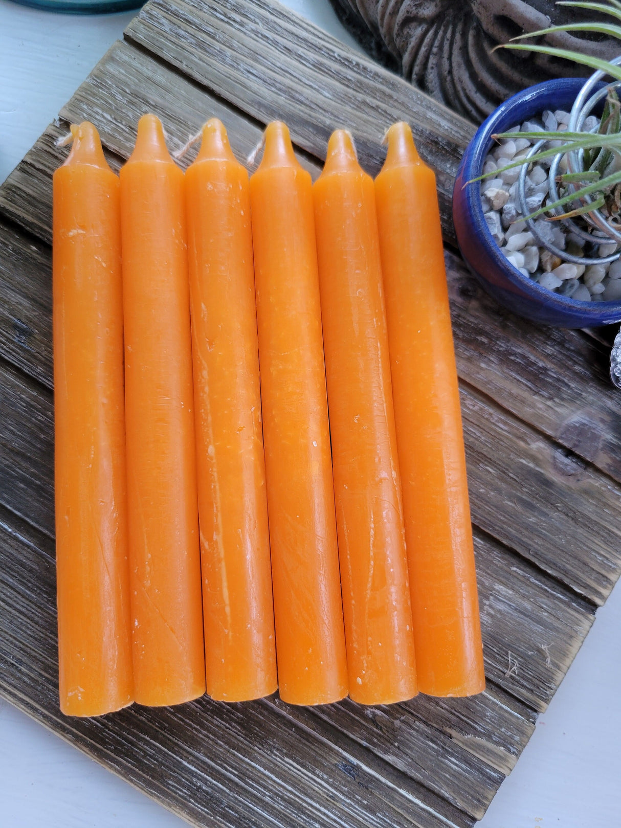 Orange Taper Candles - 6-Inch Handcrafted Set Handmade