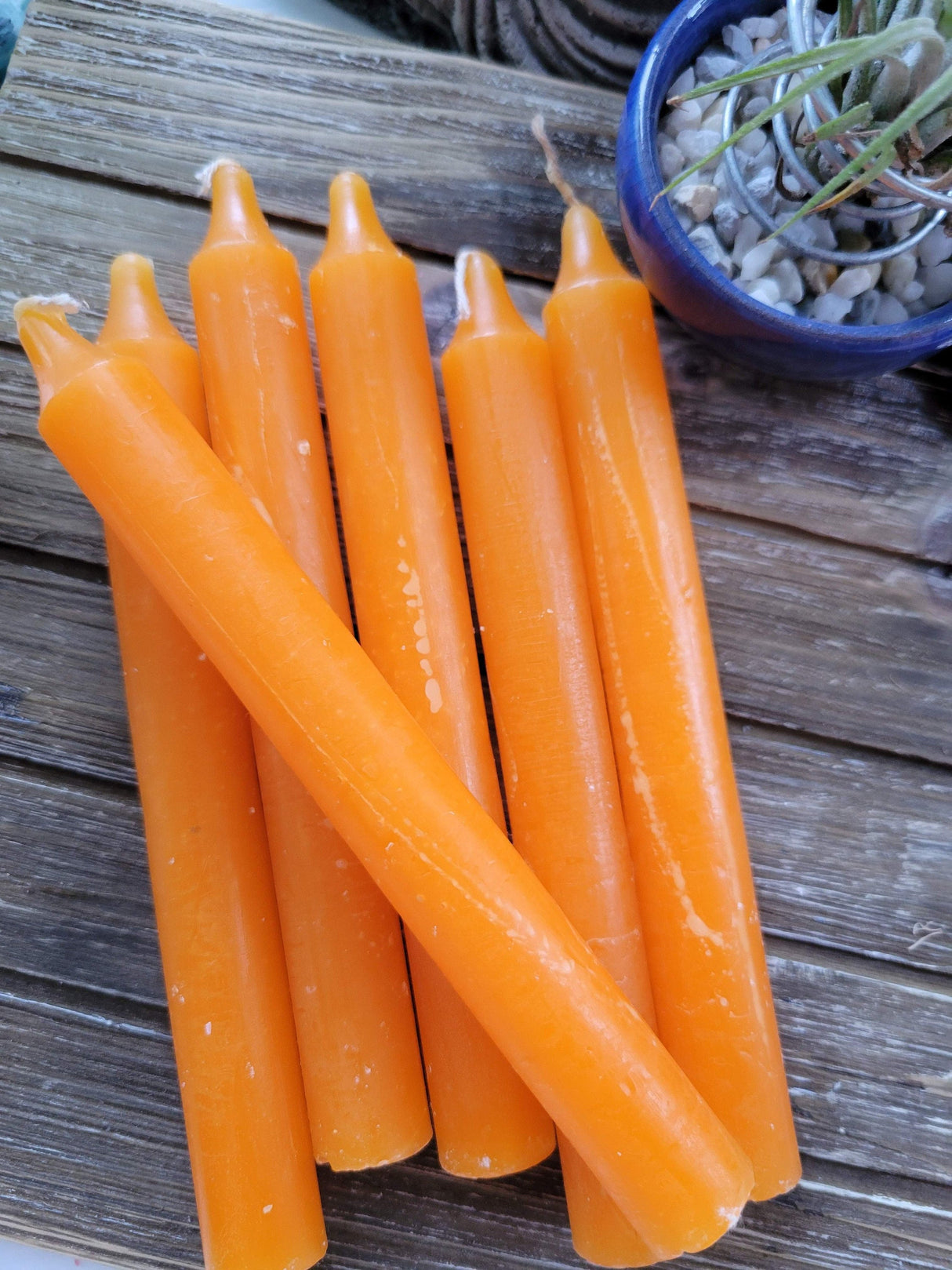 Orange Taper Candles - 6-Inch Handcrafted Set Handmade