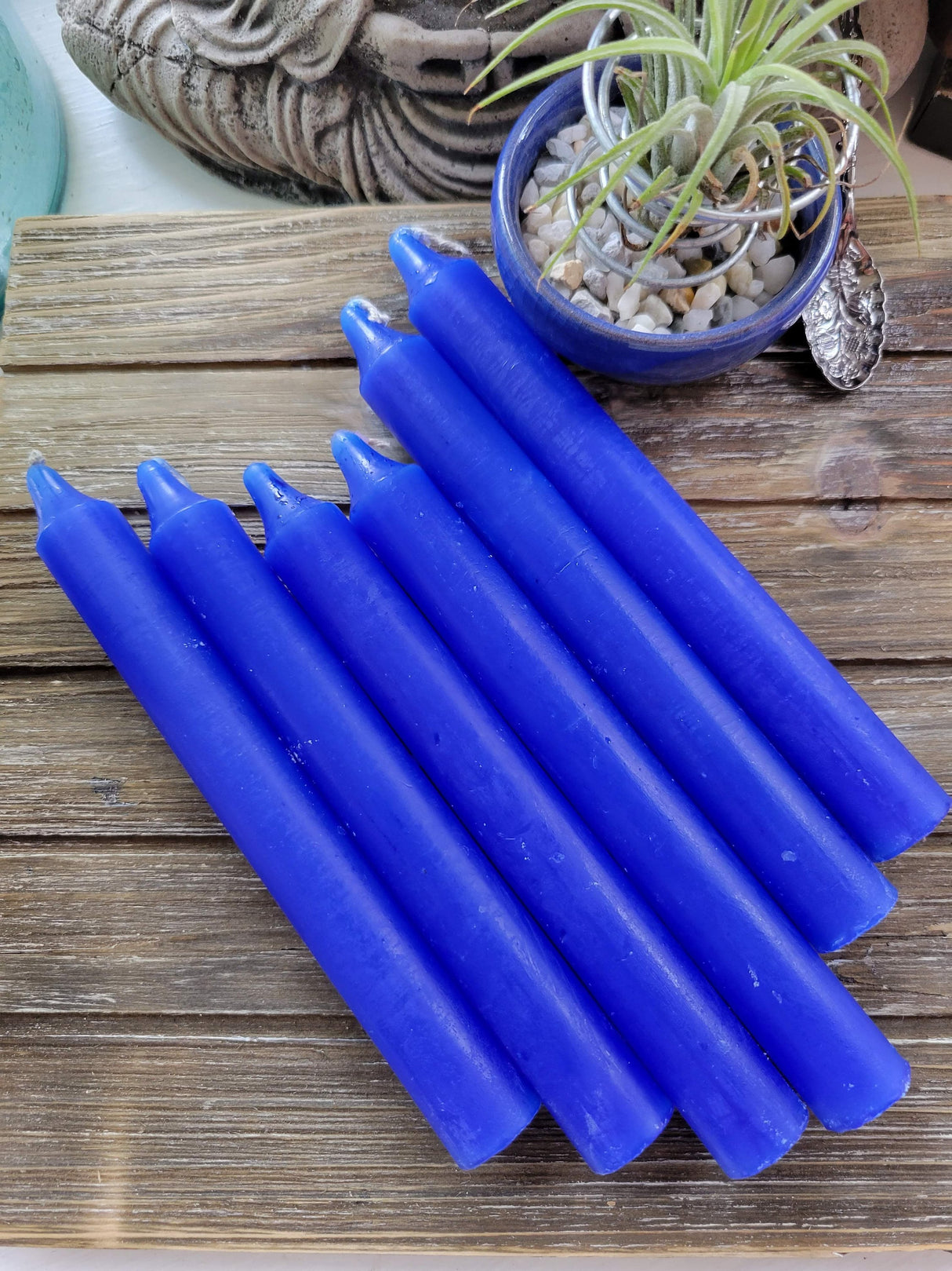 Taper Blue Candles: 6-Inch Bright Candles, Pack of 6 Handmade