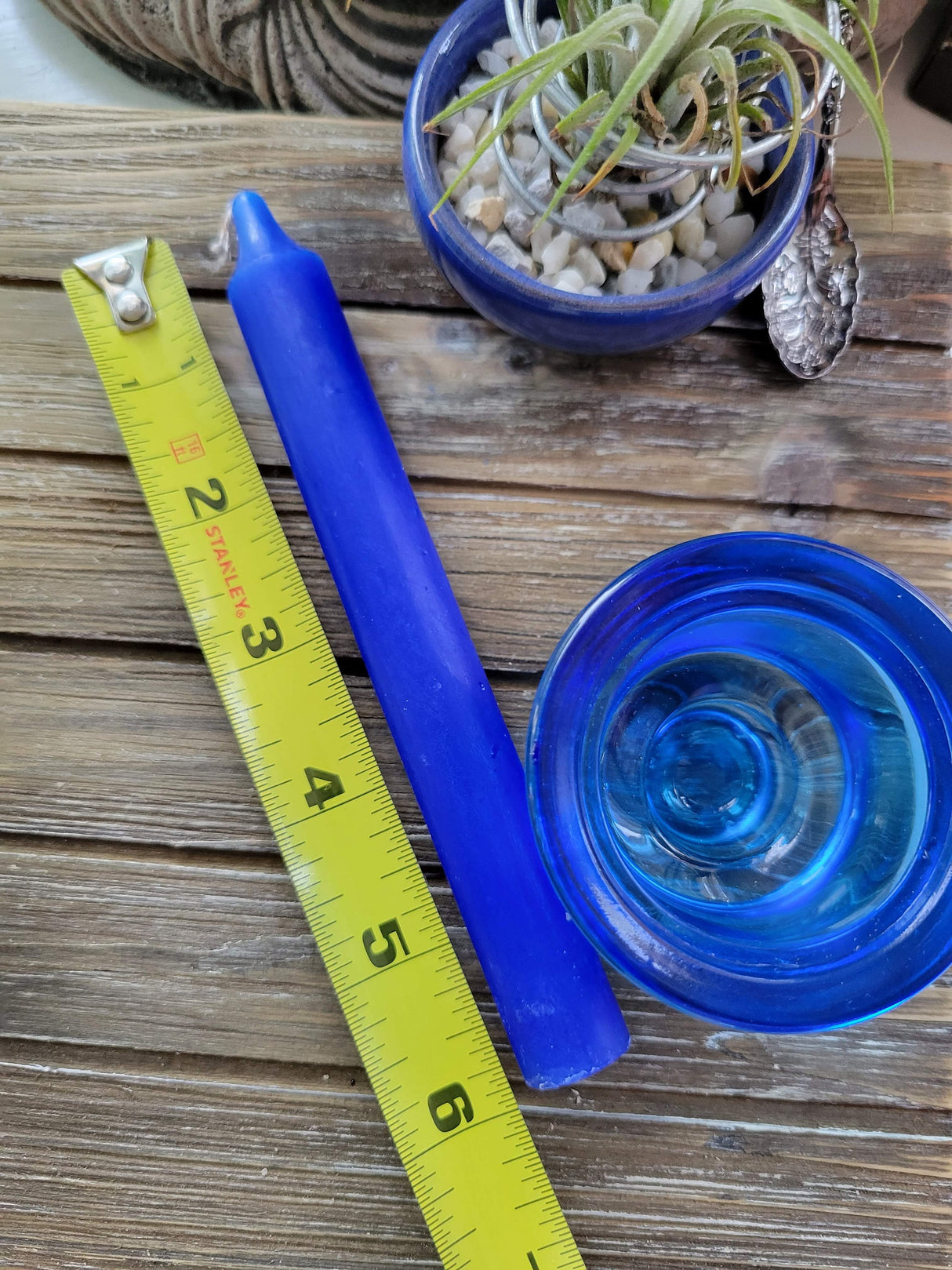 Taper Blue Candles: 6-Inch Bright Candles, Pack of 6 Handmade