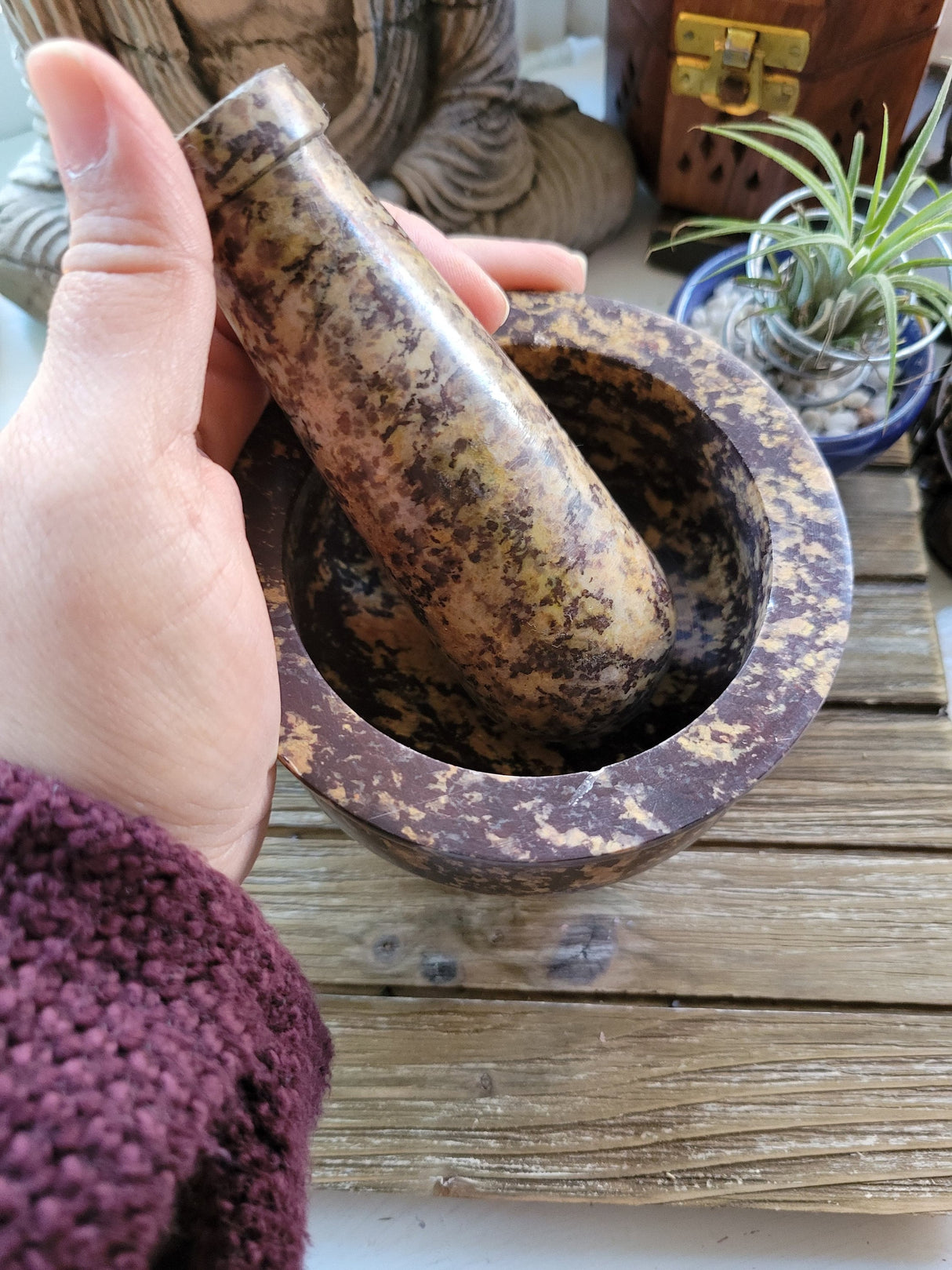 Soapstone Mortar & Pestle - Witchcraft, Kitchen Witchery, Incense Crafting