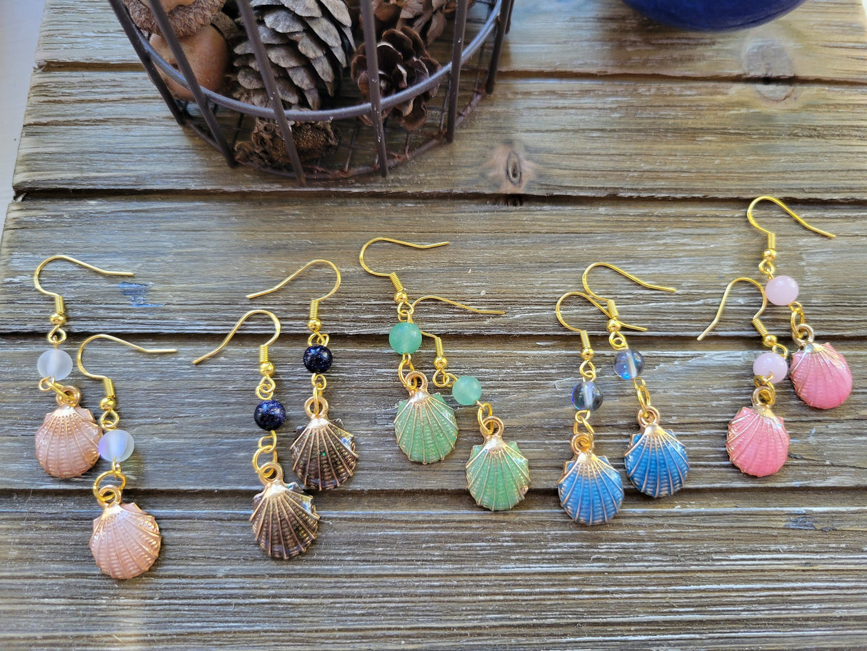 Crystal Charm Shell Earrings: Seashell Jewelry Gift