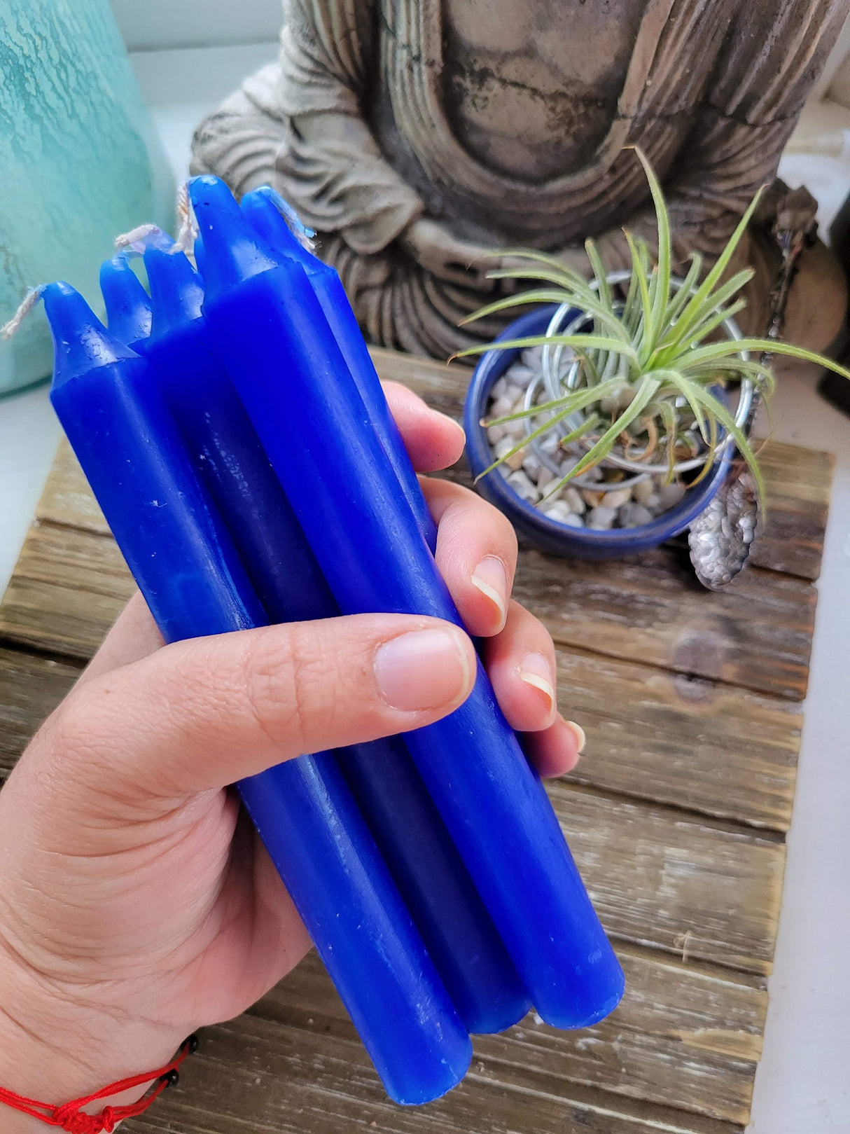 Taper Blue Candles: 6-Inch Bright Candles, Pack of 6 Handmade