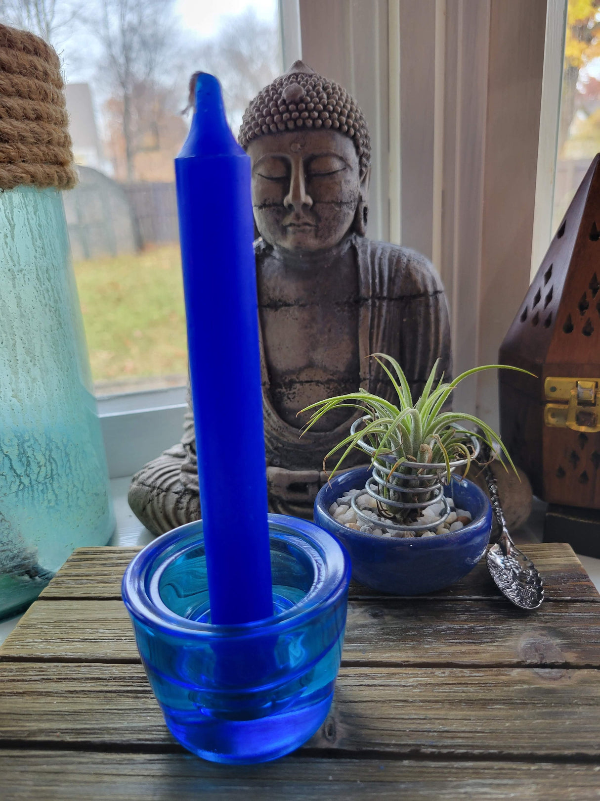 Taper Blue Candles: 6-Inch Bright Candles, Pack of 6 Handmade
