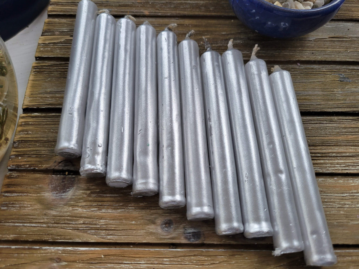 Gold, Silver, and Copper Pack of 10, Chime Candle Spell candles, Sun and moon Candles