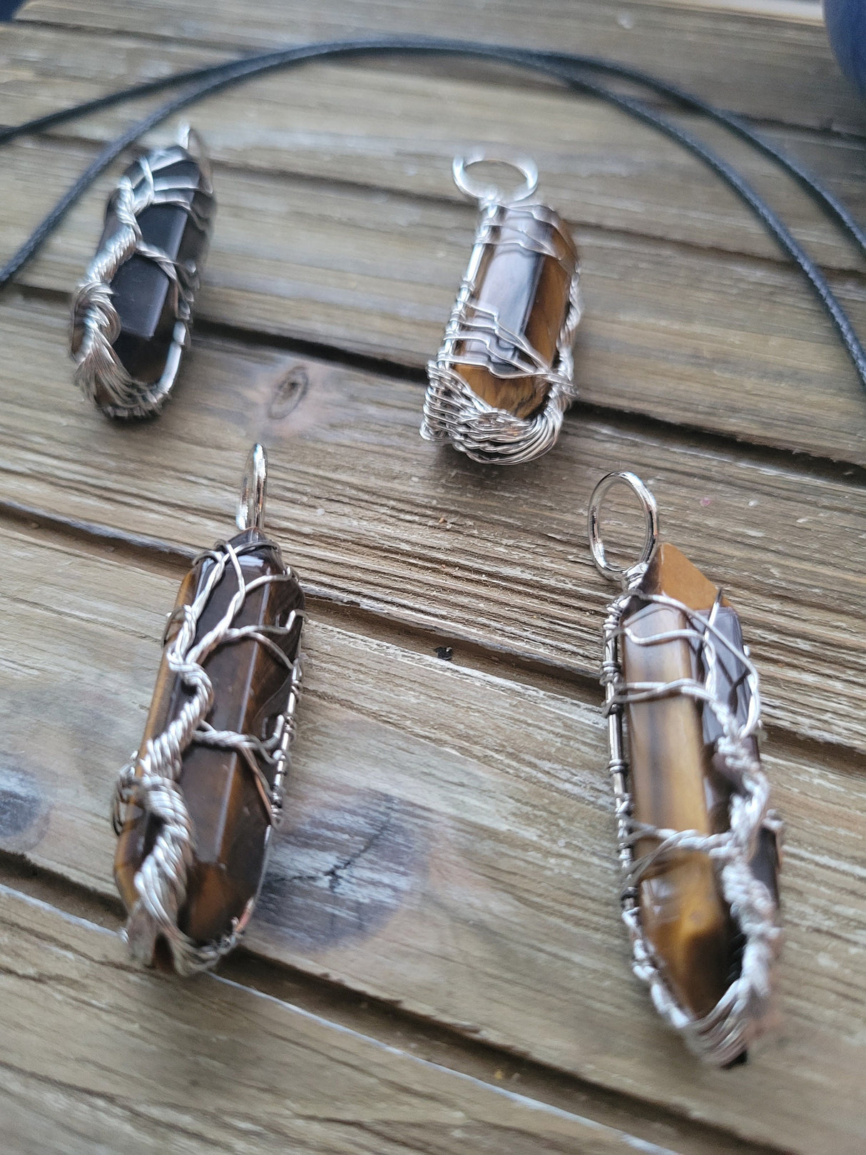 Tiger Eye Wire Wrapped Pendant: Tree of Life Crystal Jewelry
