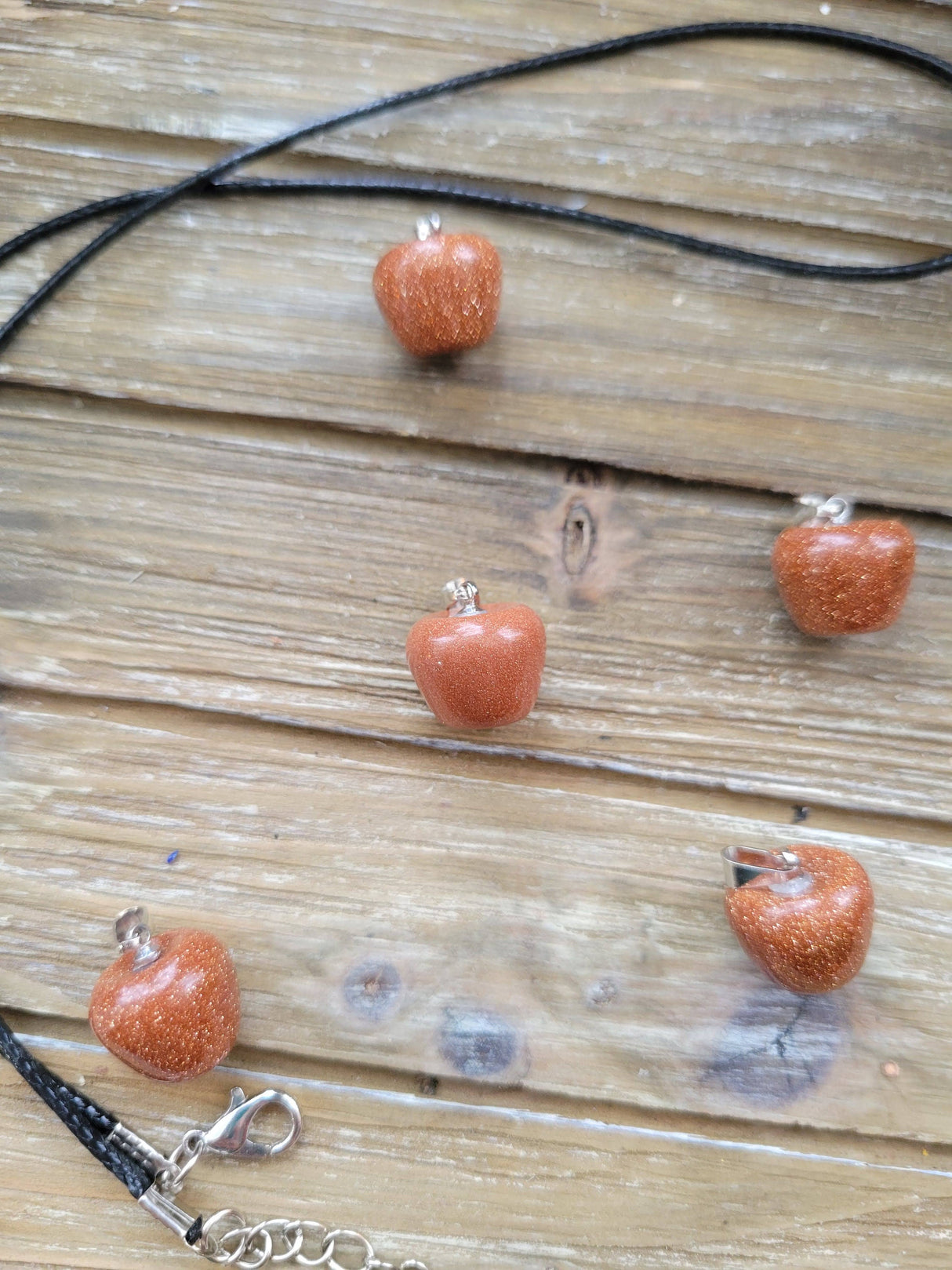 Apple Crystal Pendant: Sparkling Stone Necklace with Cord