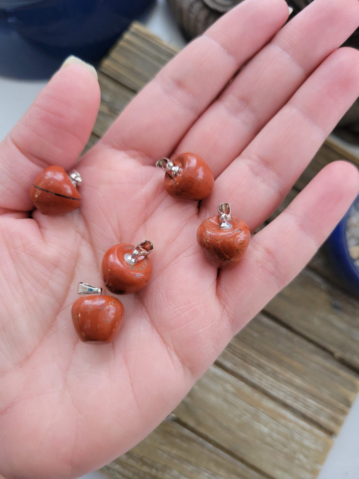 Red Jasper Apple Pendant Necklace: Natural Crystal Charm